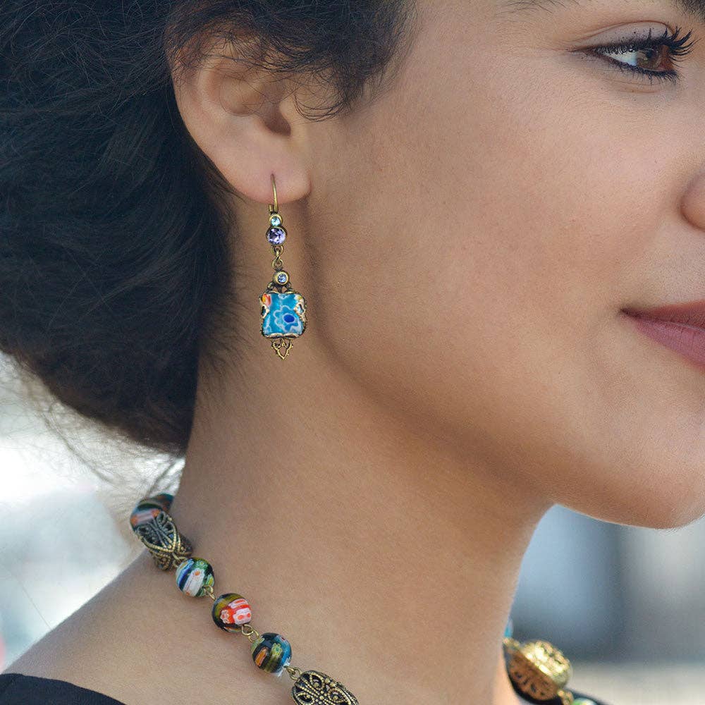 Millefiori Vintage Square Earrings - Image 4