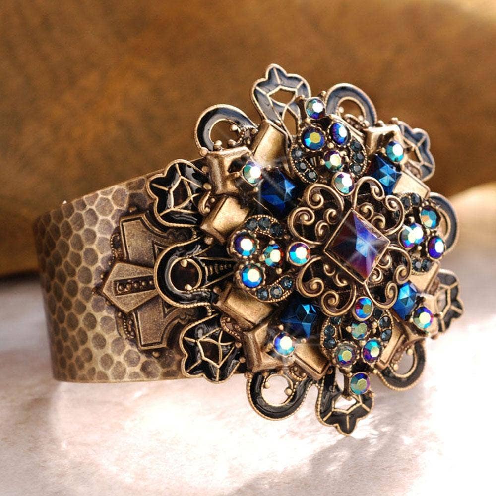 Peacock Midnight Cross Cuff Bracelet - Image 2