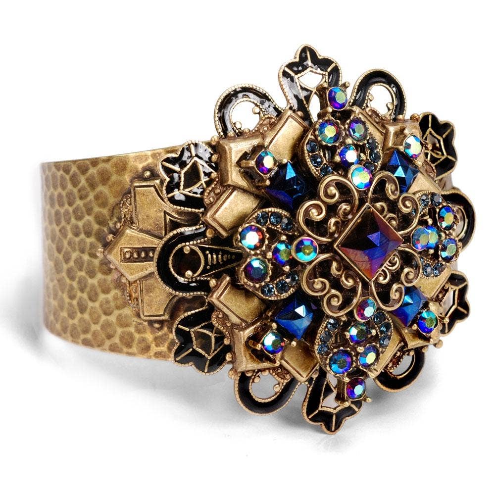 Peacock Midnight Cross Cuff Bracelet - Image 5