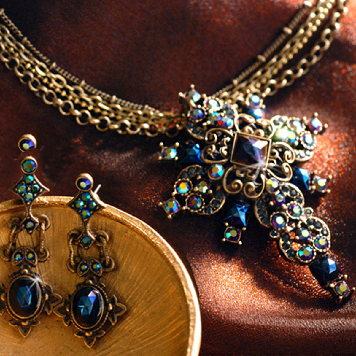 Peacock Midnight Cross Necklace
