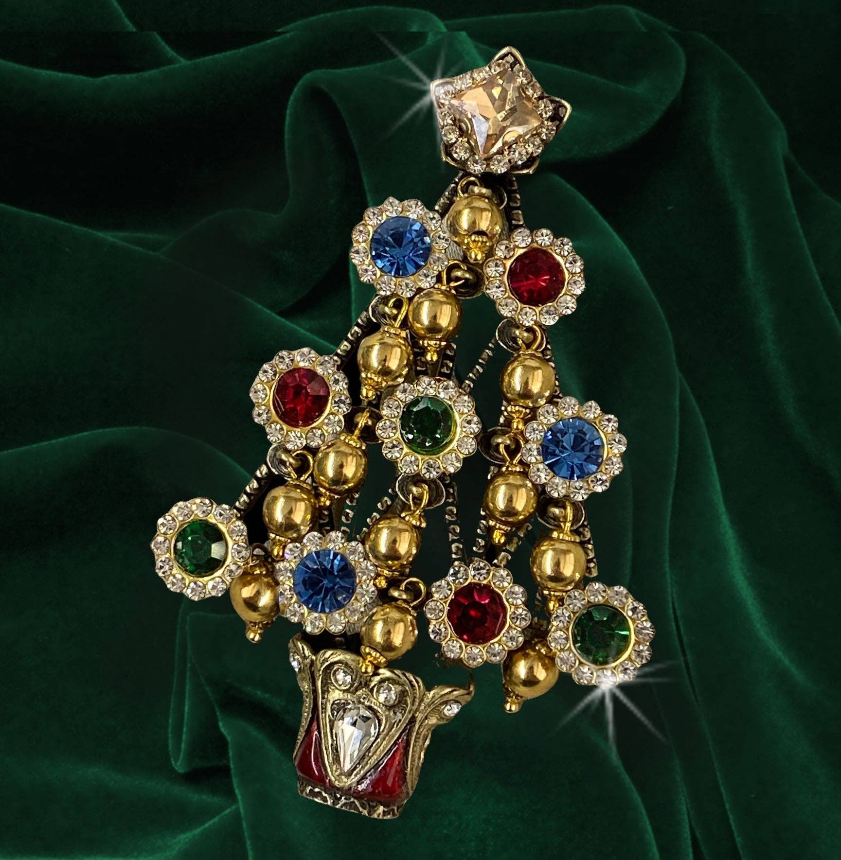 Retro 1940s Christmas Tree Brooch - Image 3