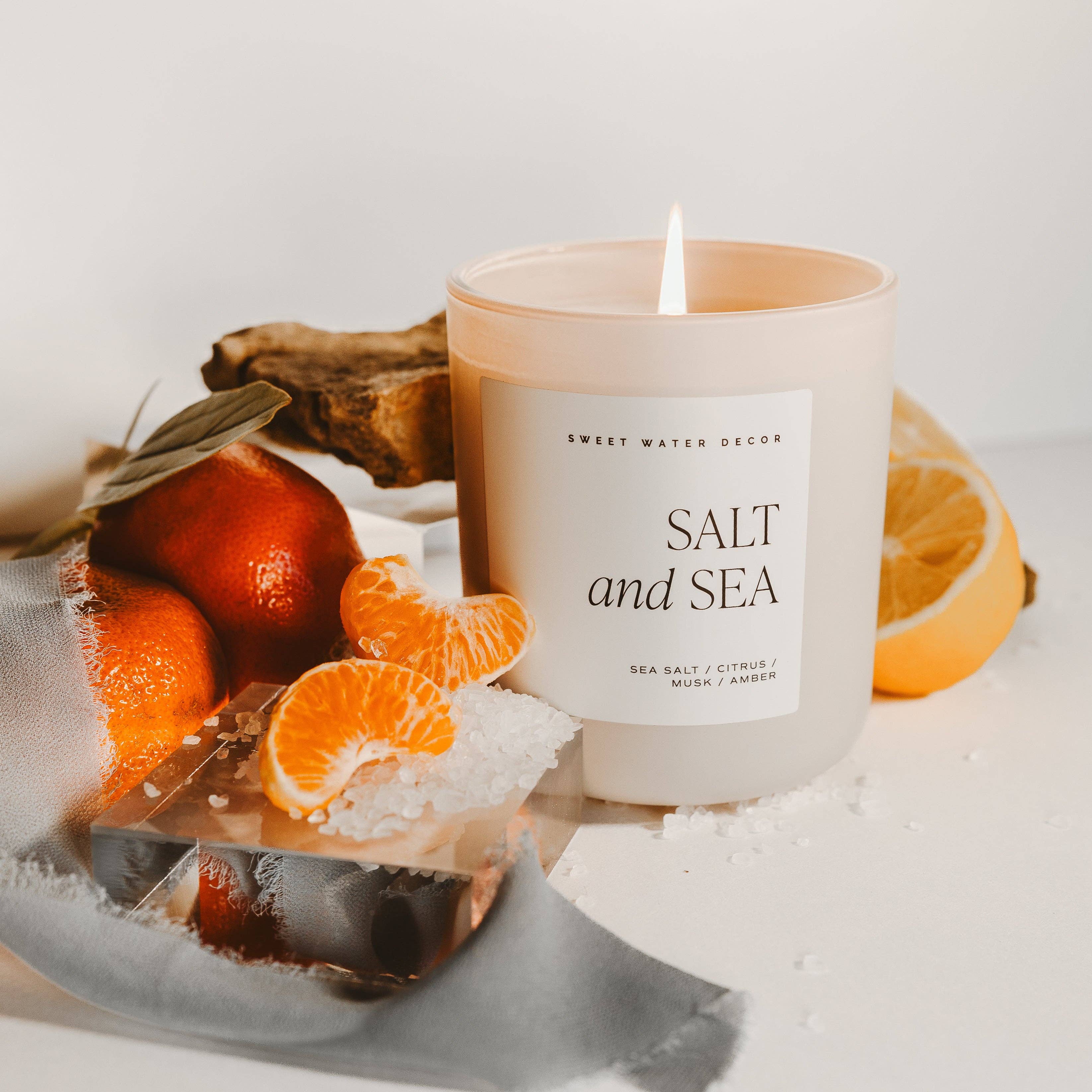 Salt and Sea 15 oz Soy Candle, Matte Jar - Image 8