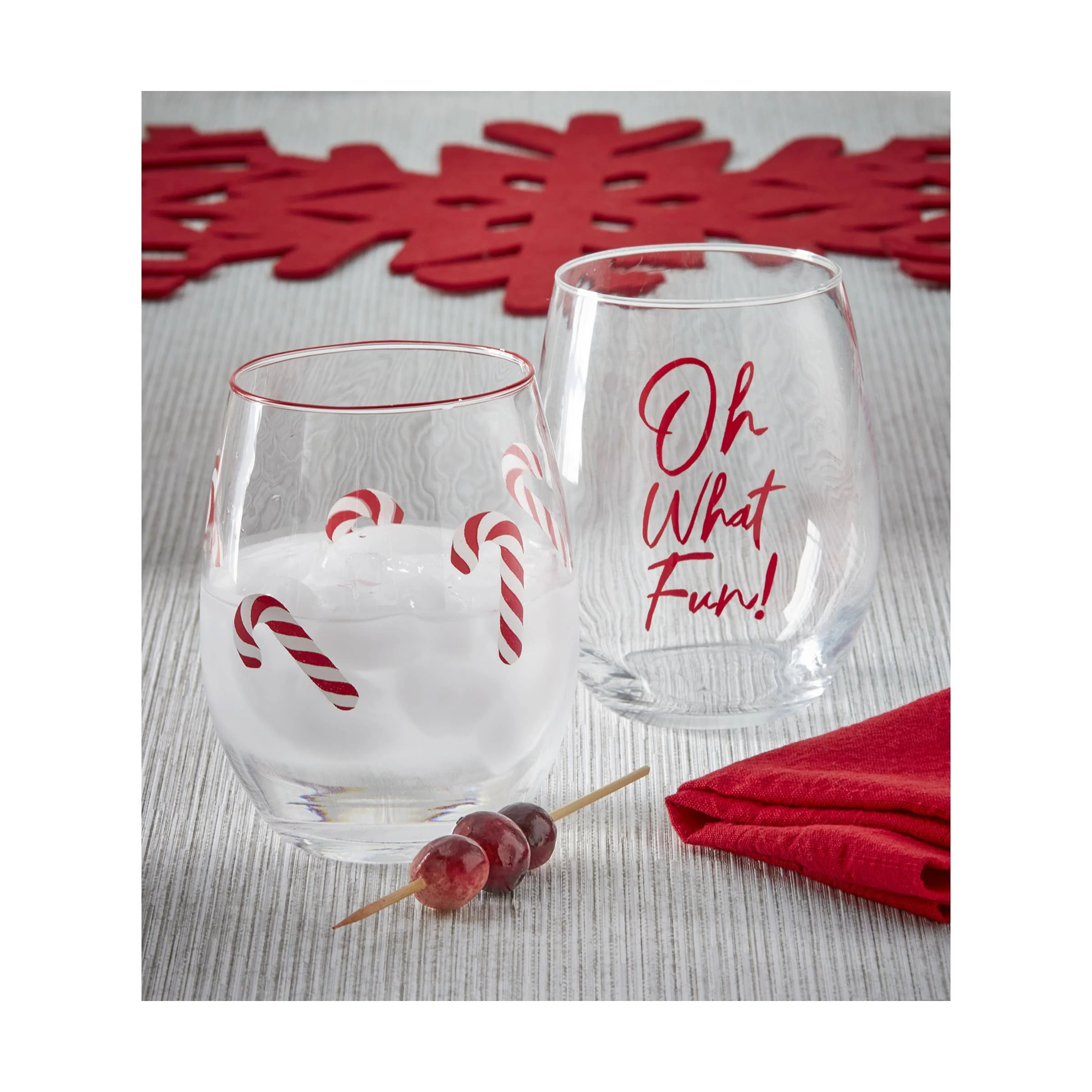 Candy Cane Stemless Wine - Red - Image 2