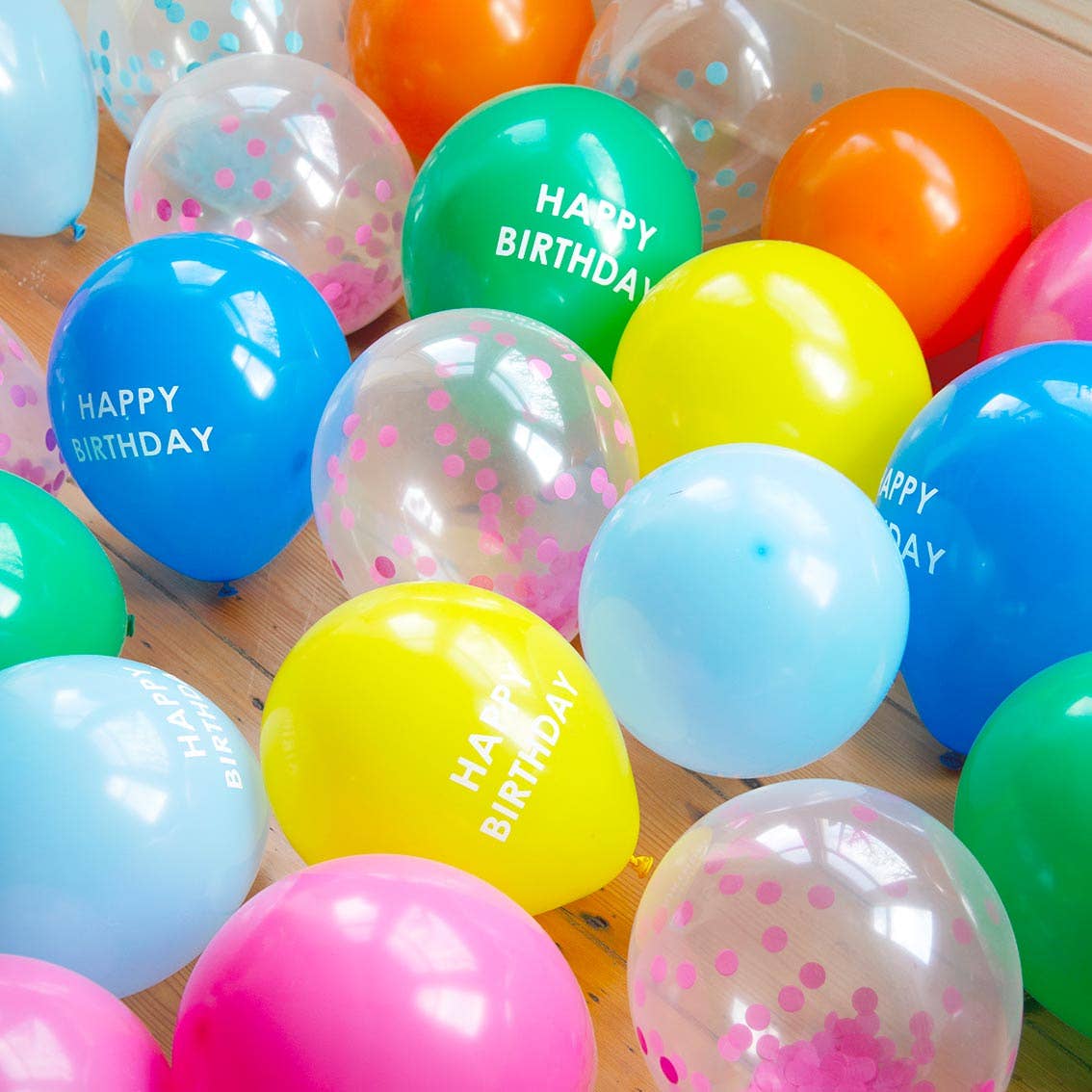 Rainbow Confetti Balloons - 12 Pack - Image 2