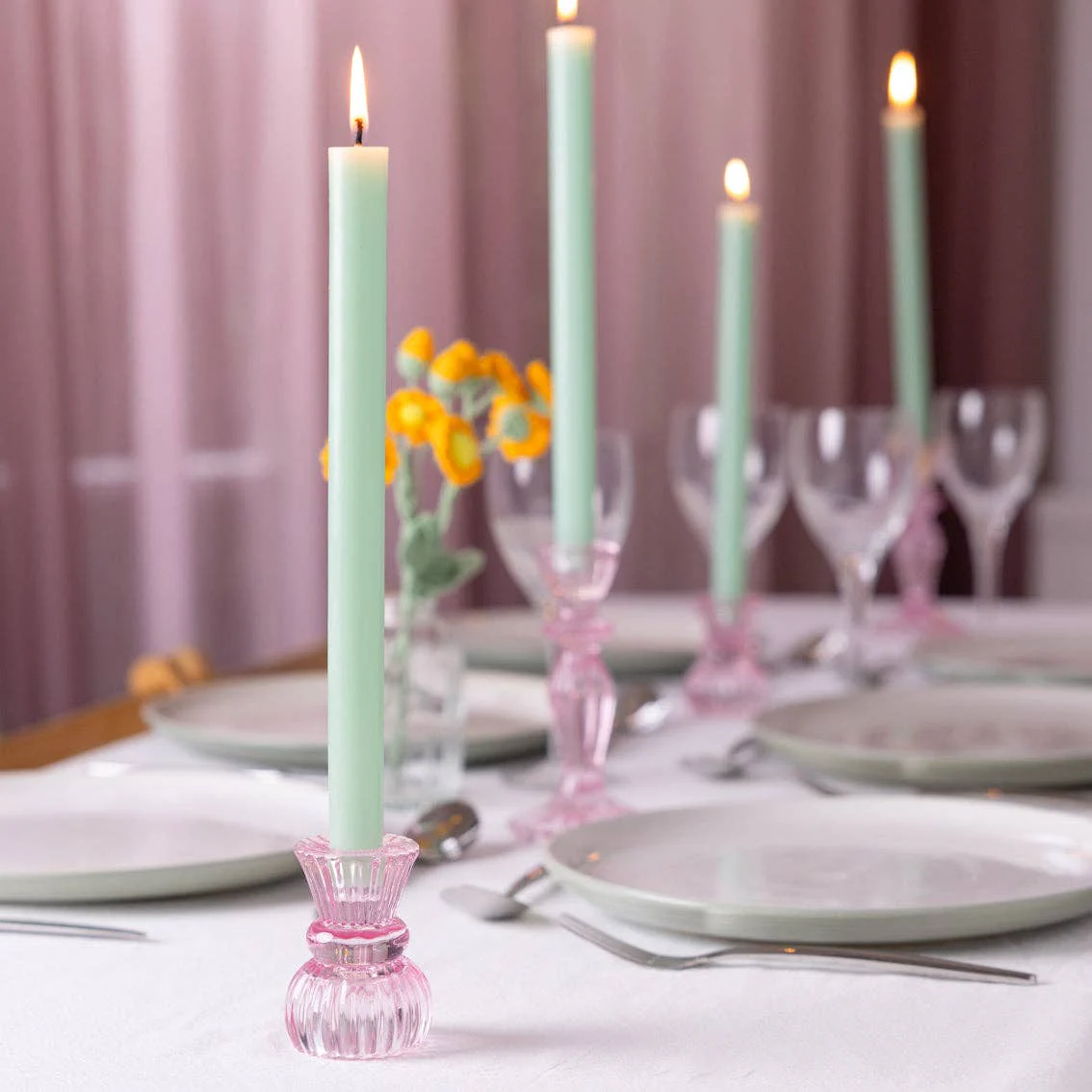 Sage Green Dinner Candles - Image 2
