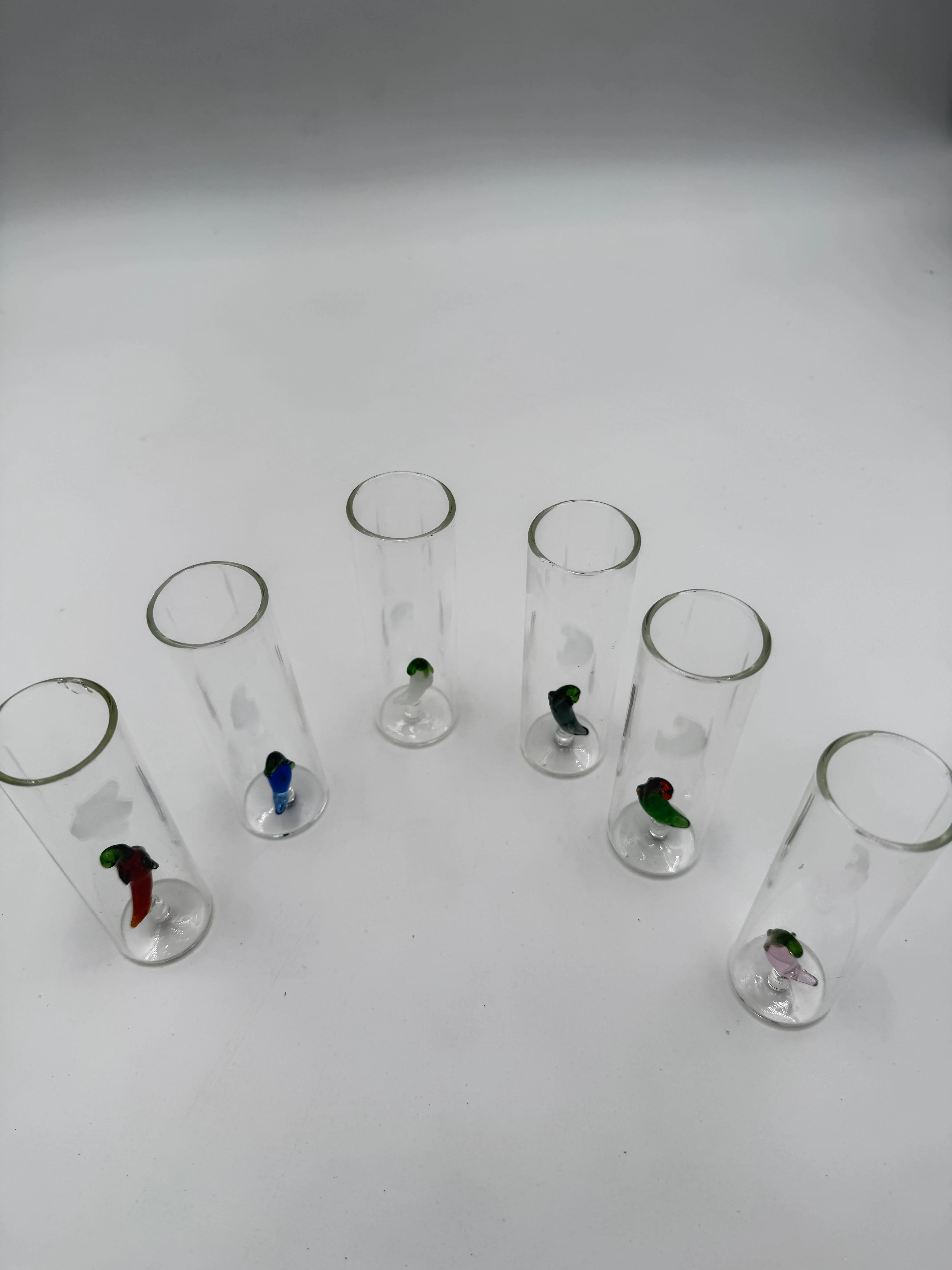 Tall Skinny Shot Glass with Hand Blown Pepper (Sold Separately)