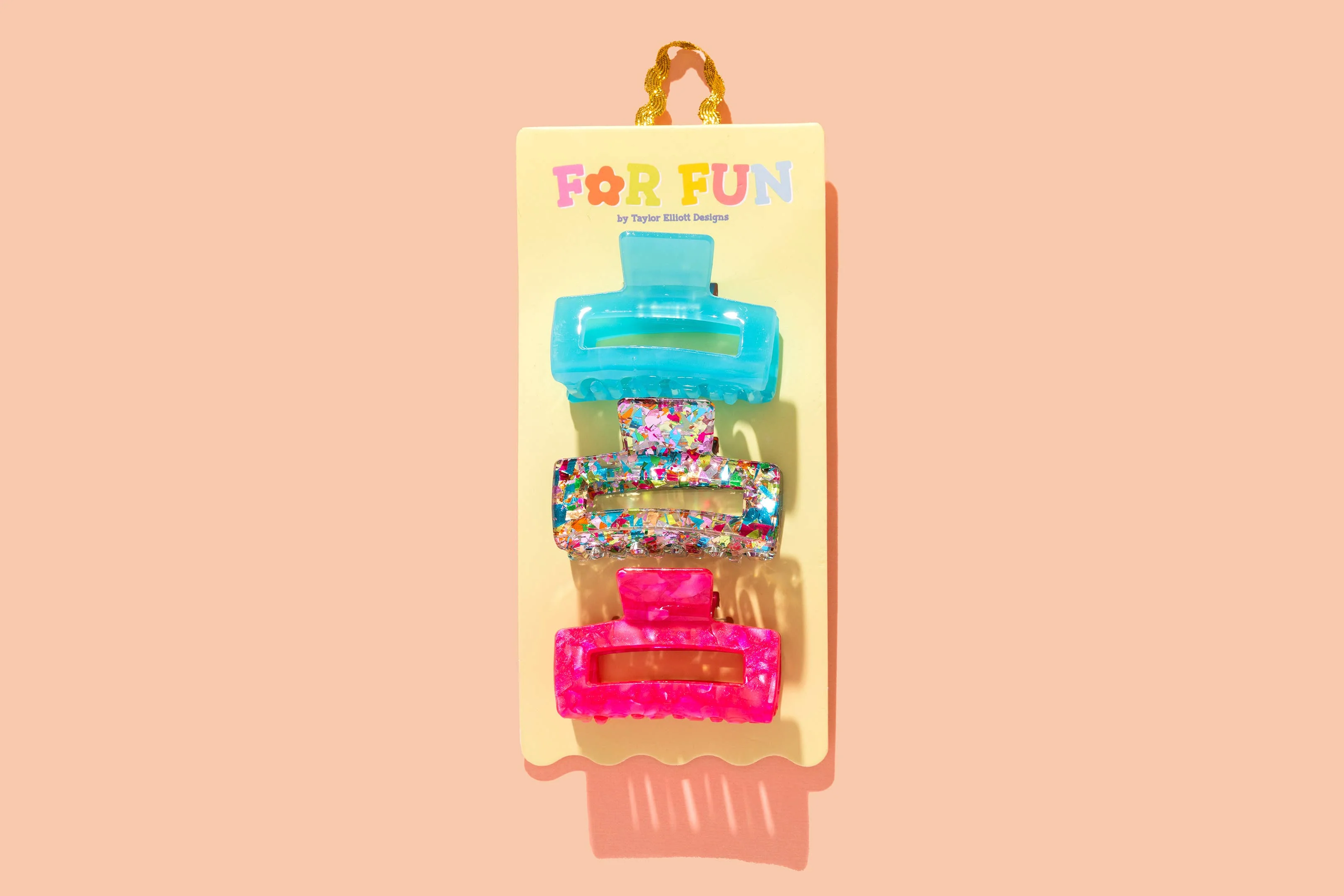 FOR FUN - Claw Hair Clip Set - Med - Asst Colors - 3 Pc Set