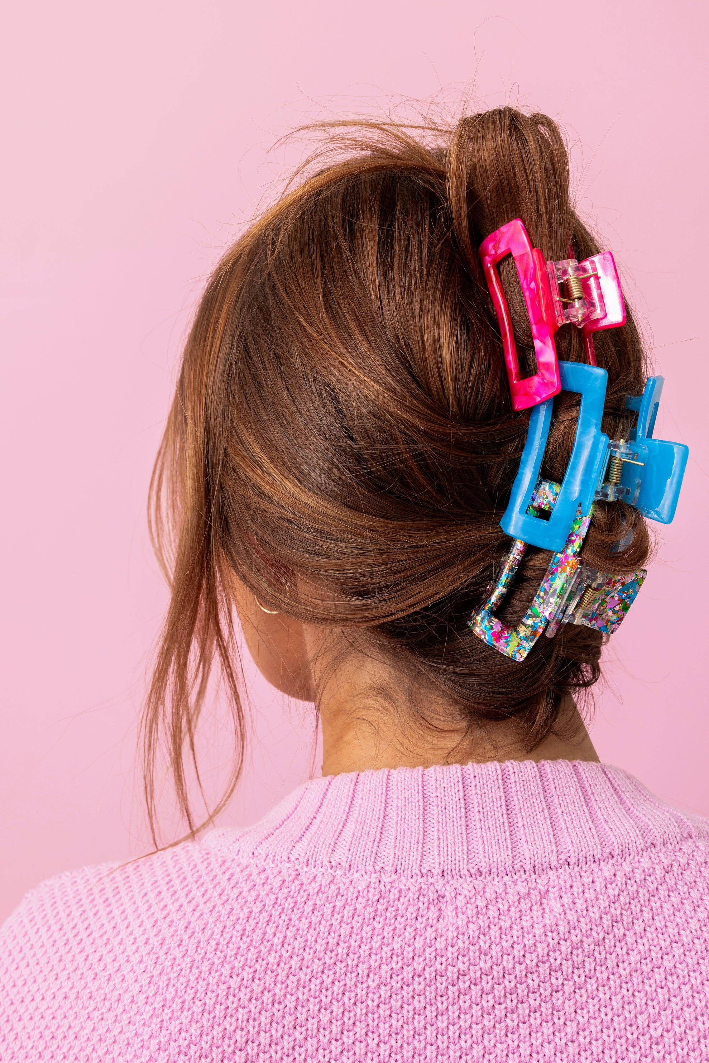 FOR FUN - Claw Hair Clip Set - Med - Asst Colors - 3 Pc Set - Image 2