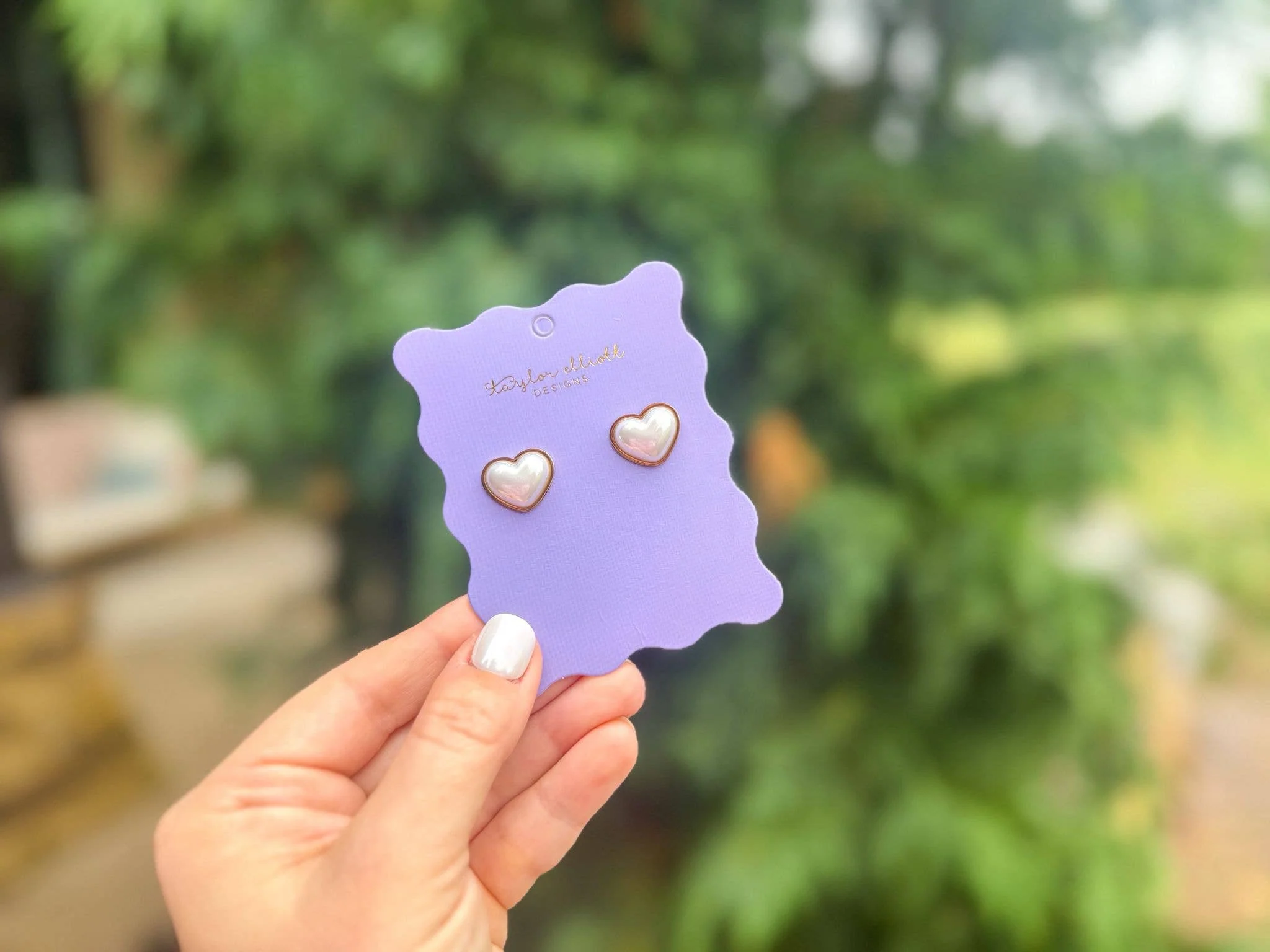 Stud Earrings - Pearl Hearts - Meredith