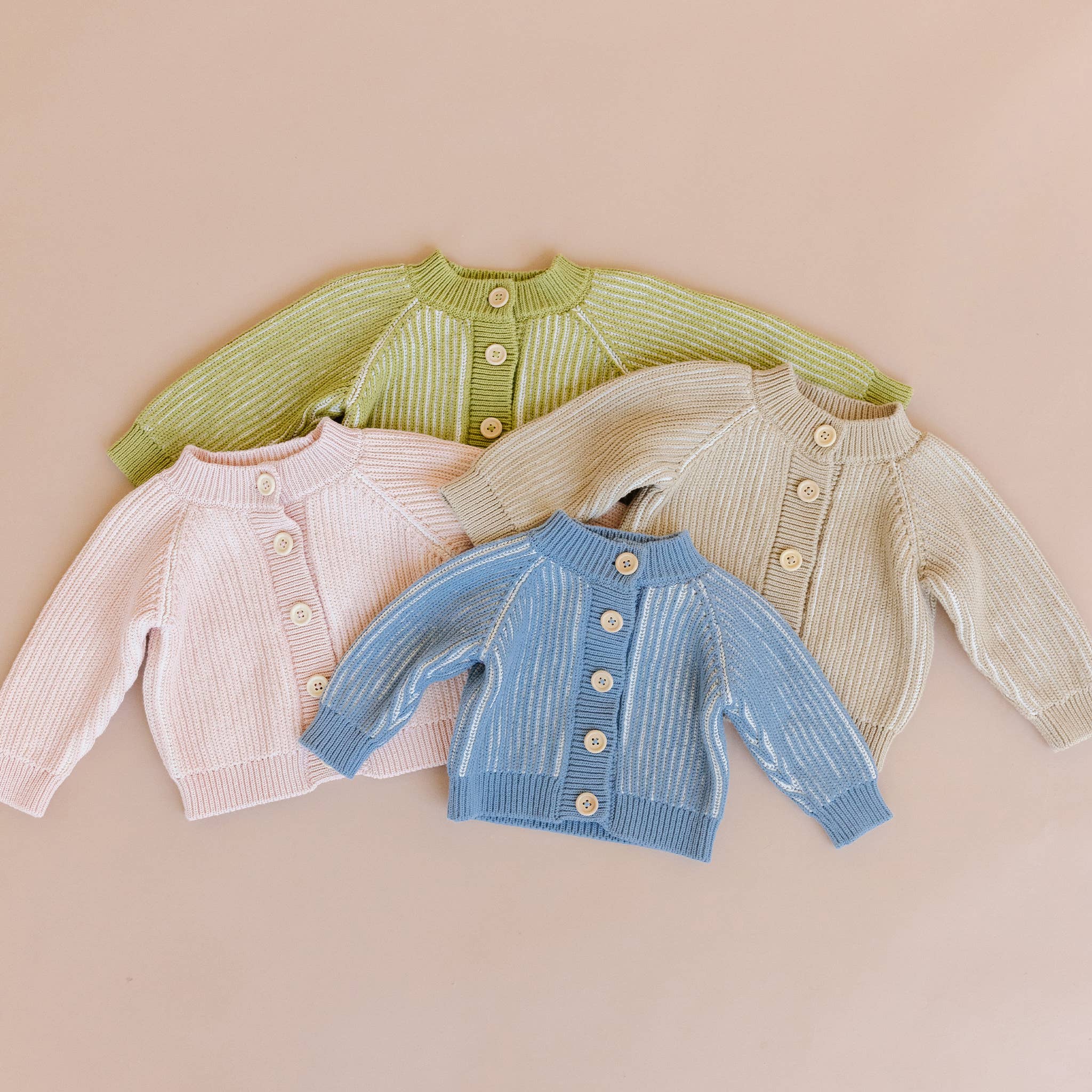 Cotton Brioche Cardigan, Dusty Blue | Baby Kid Stripe Spring - Image 6