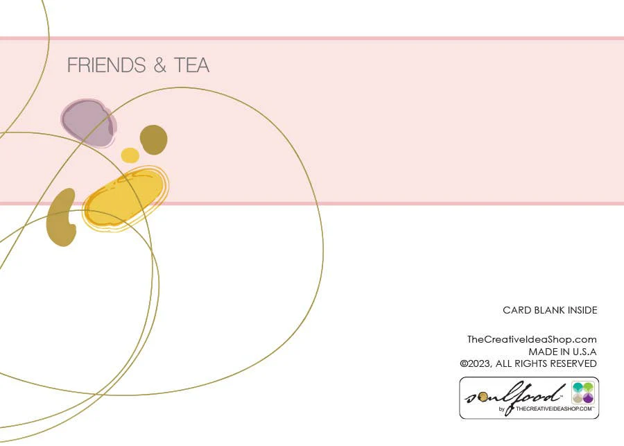 TEA GREETING Card w. REAL TEA BAG - Friends and a cup of Tea - Image 3