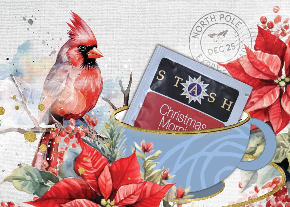 TEA Greeting Card w. REAL TEA BAG - Holidays Christmas - Image 2