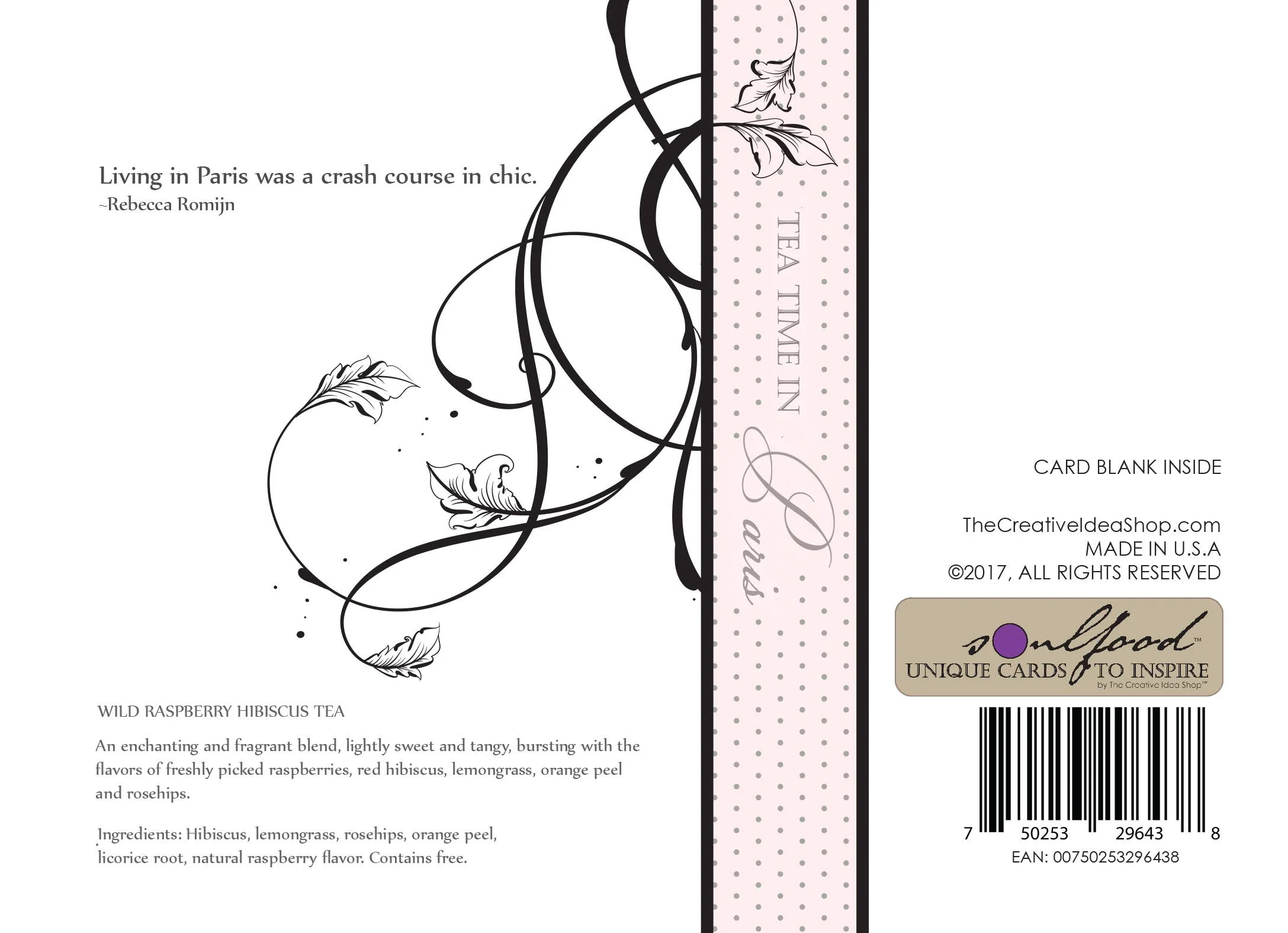 TEA GREETING Card w. REAL TEA BAG - Paris Always in Fashion - Image 3