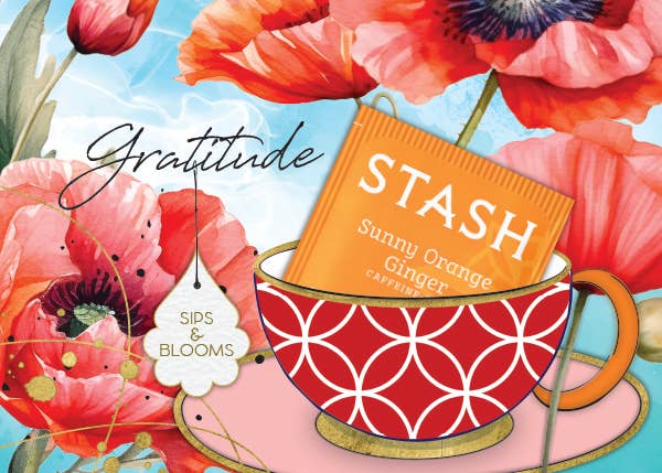 TEA GREETING Card with REAL TEA BAG - Gratitude Sips Blooms - Image 2