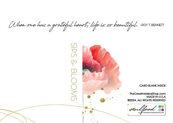 TEA GREETING Card with REAL TEA BAG - Gratitude Sips Blooms - Image 3