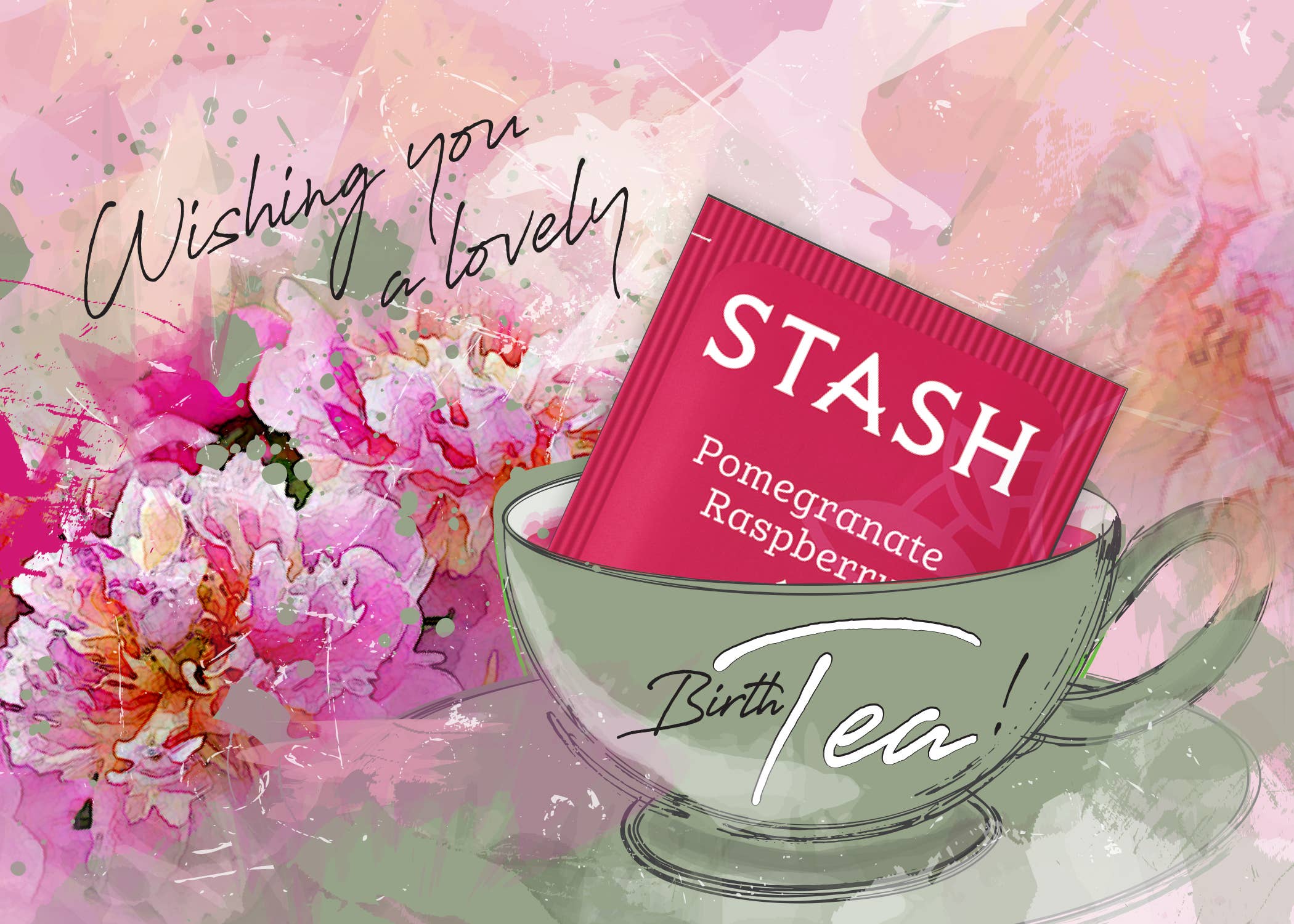 TEA GREETING Card with REAL TEA BAG - Lovely Birthtea - Image 2