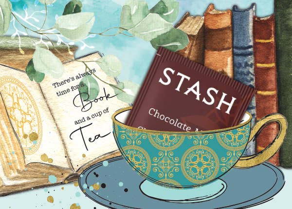 TEA GREETING Card with REAL TEA BAG - Time for a Book & Tea - Image 2