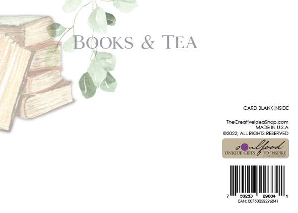 TEA GREETING Card with REAL TEA BAG - Time for a Book & Tea - Image 3