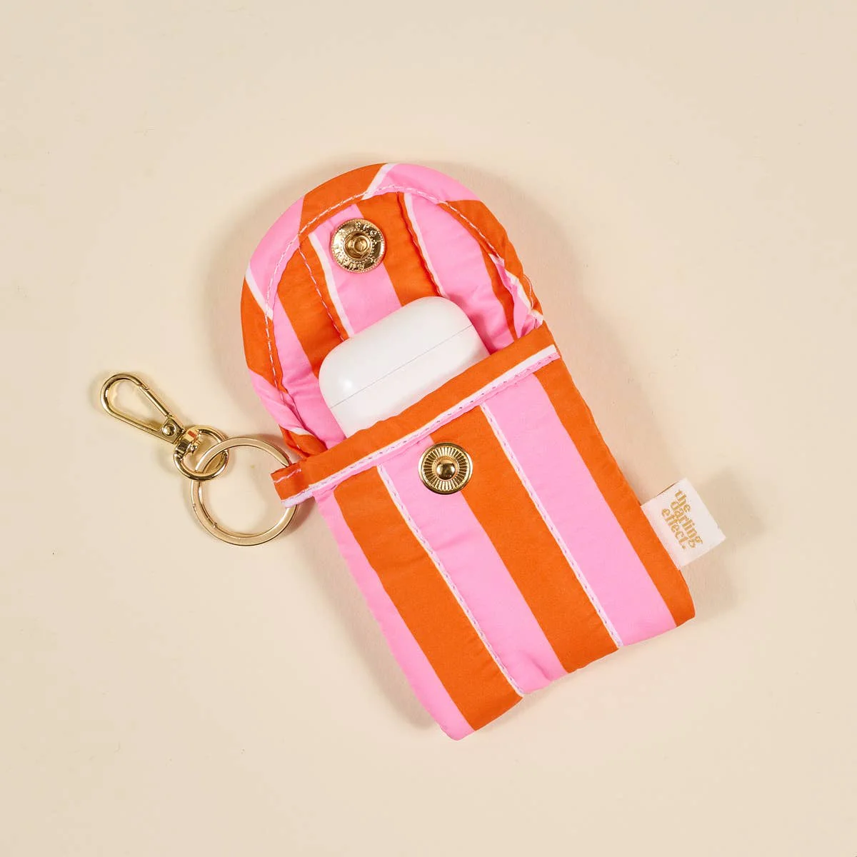 Puffy Earbud Case–Sicily Stripes Pink - Image 3