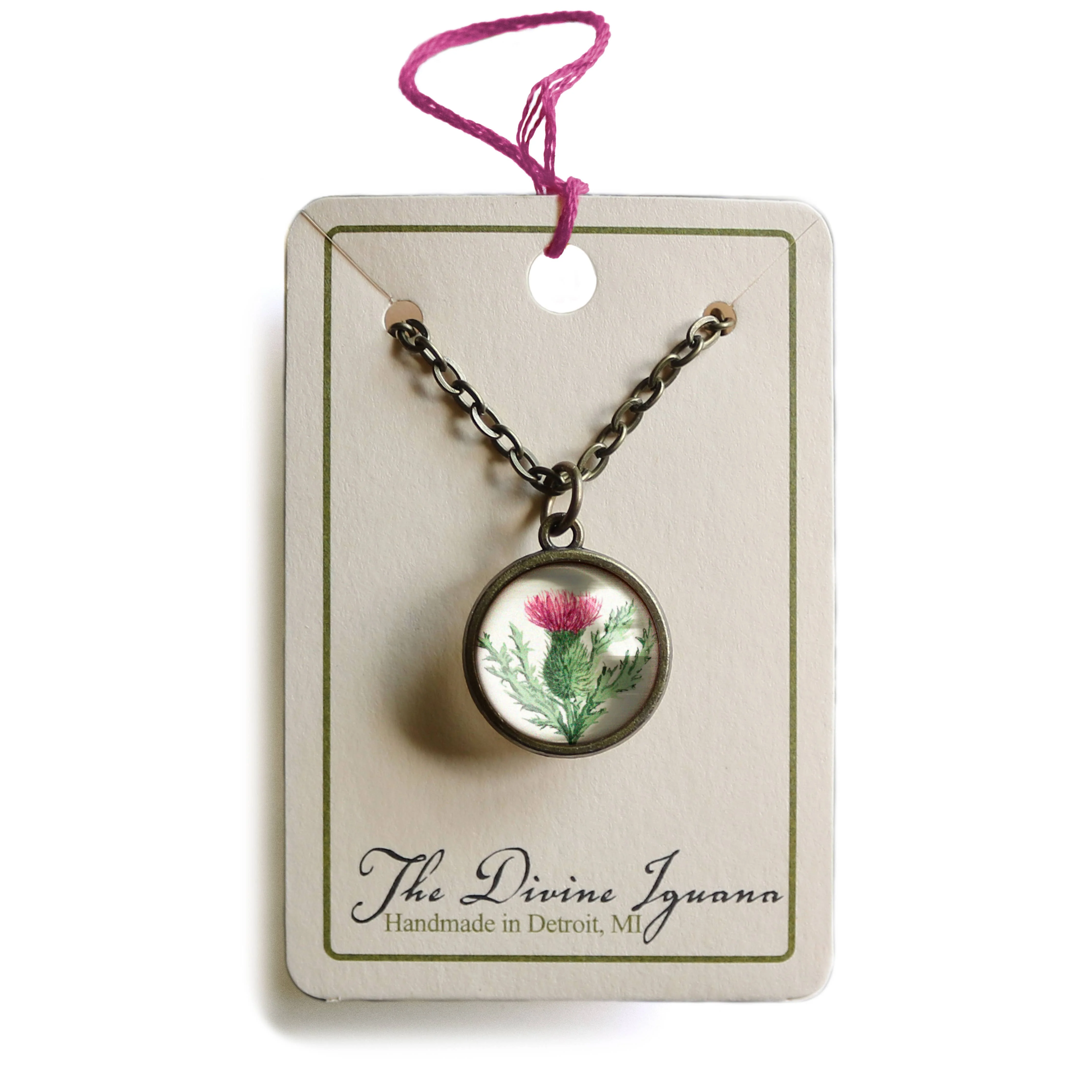Scottish Thistle Simple Reversible Pendant Necklace - Image 2