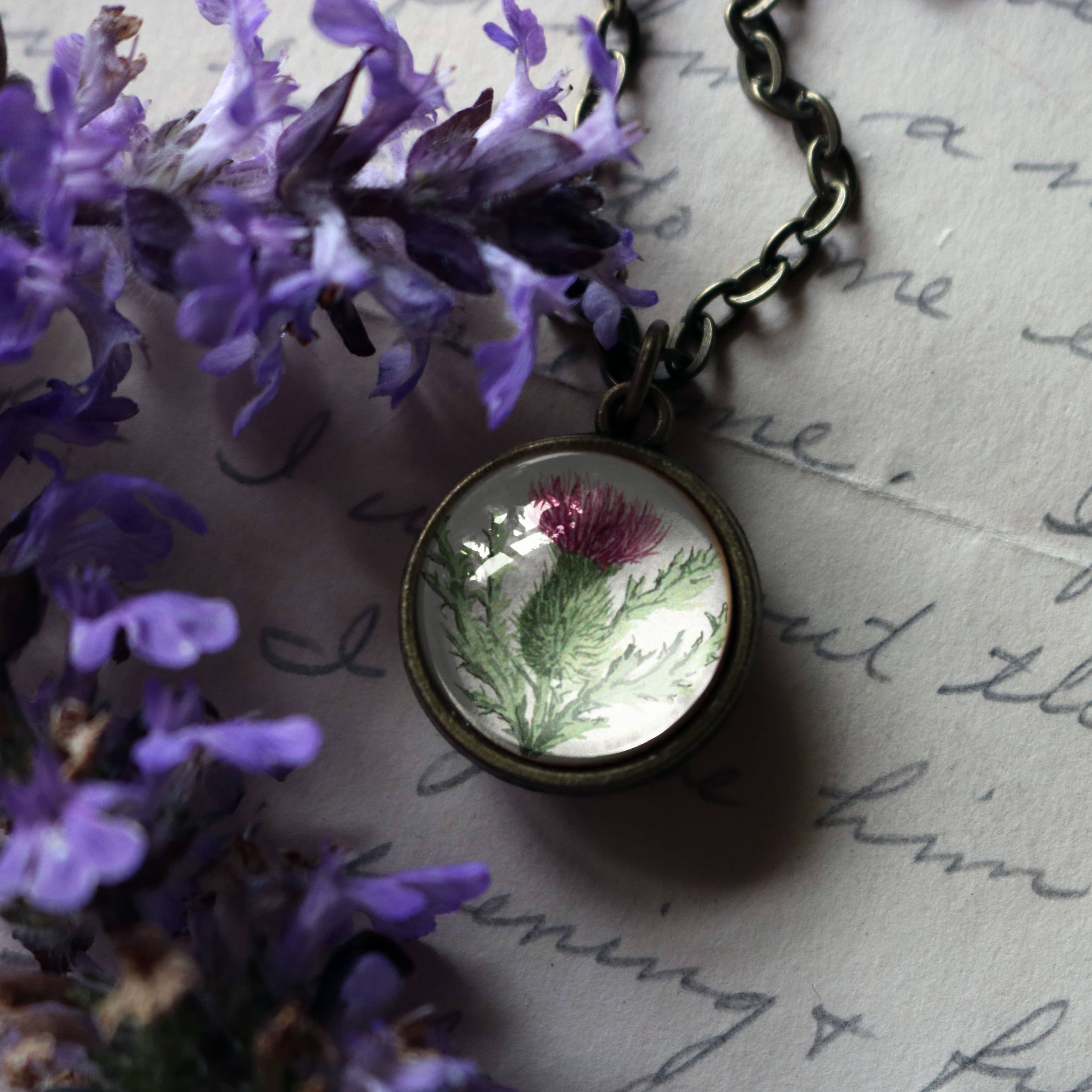 Scottish Thistle Simple Reversible Pendant Necklace - Image 3