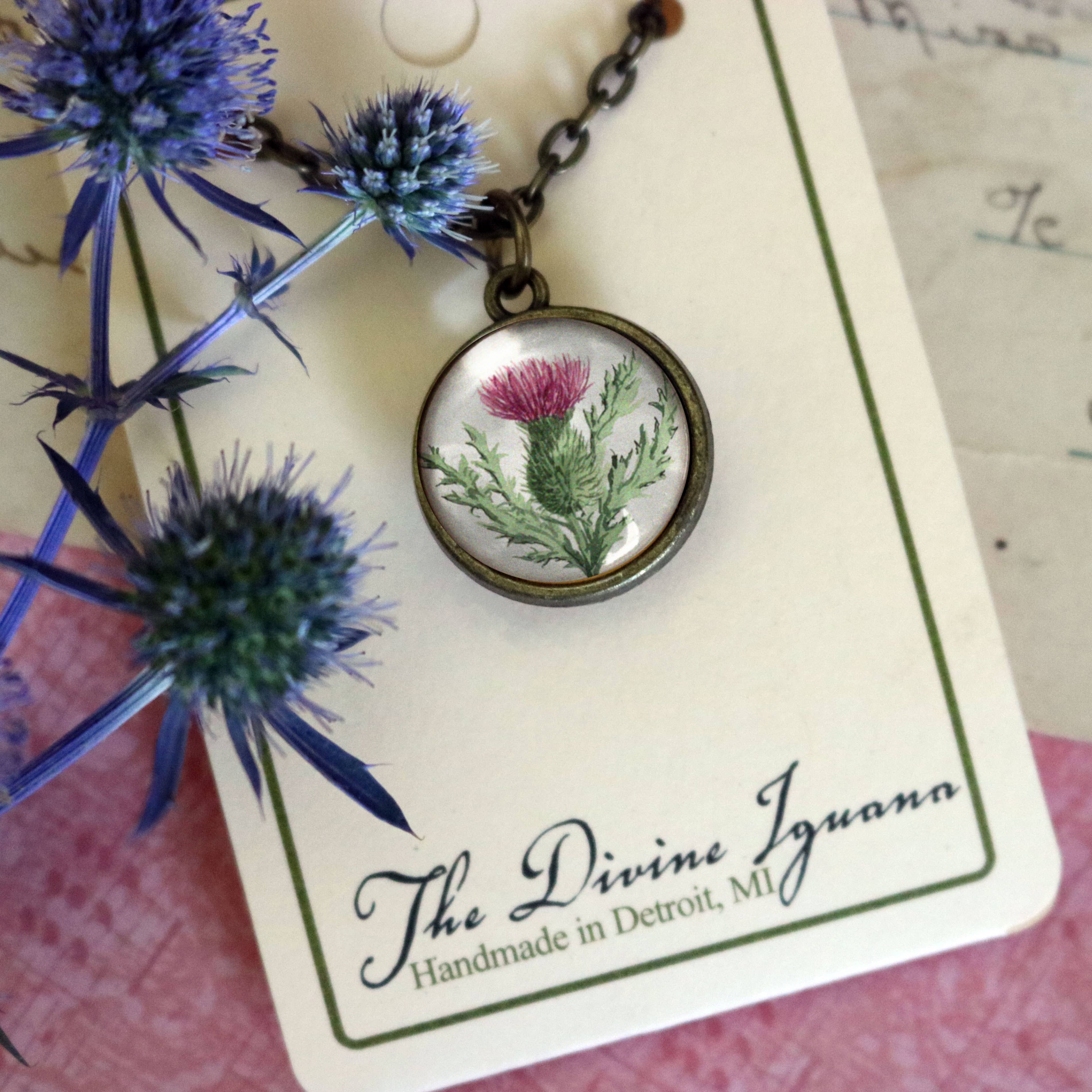 Scottish Thistle Simple Reversible Pendant Necklace - Image 4
