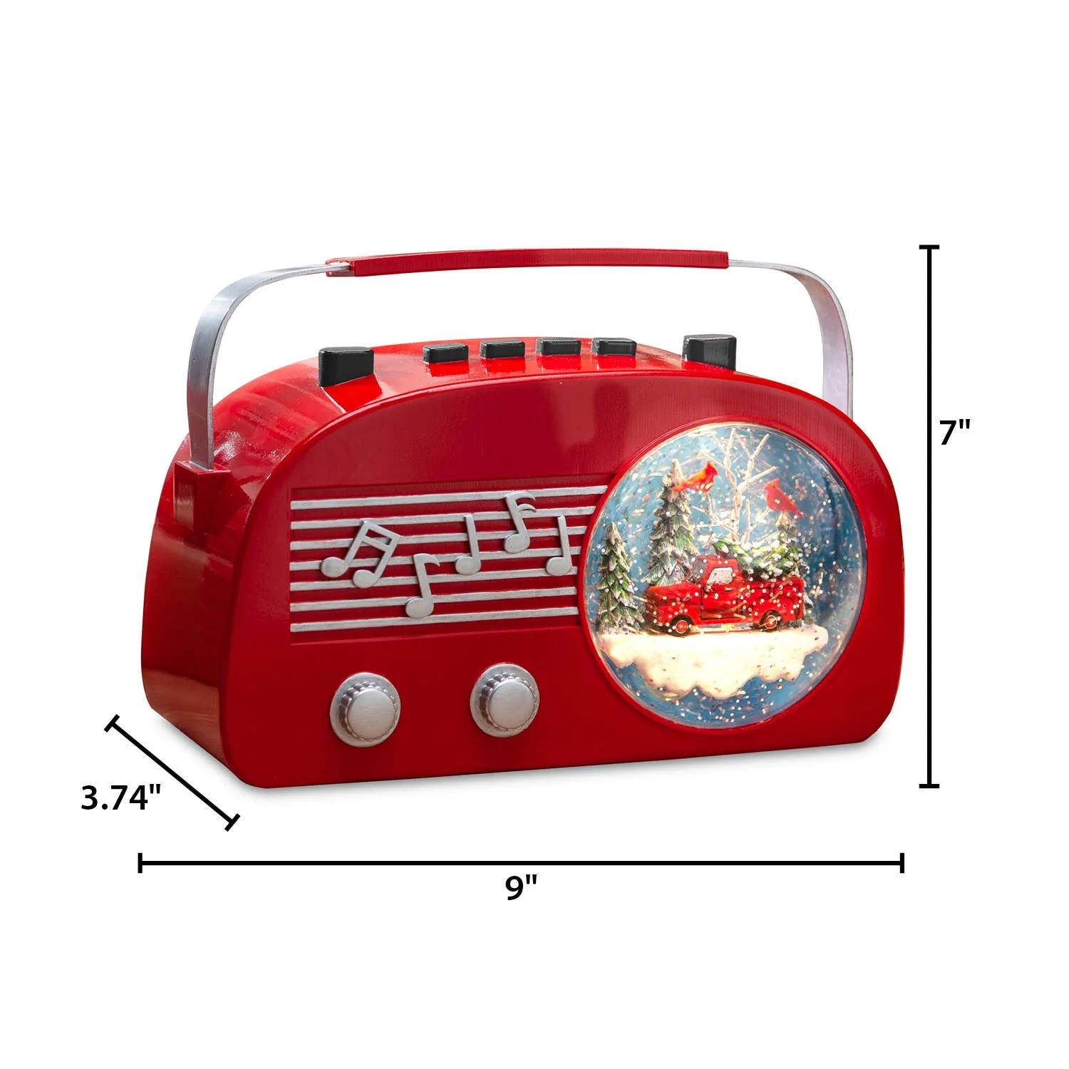Gerson This retro snow globe features a vintage style red radio - Image 3