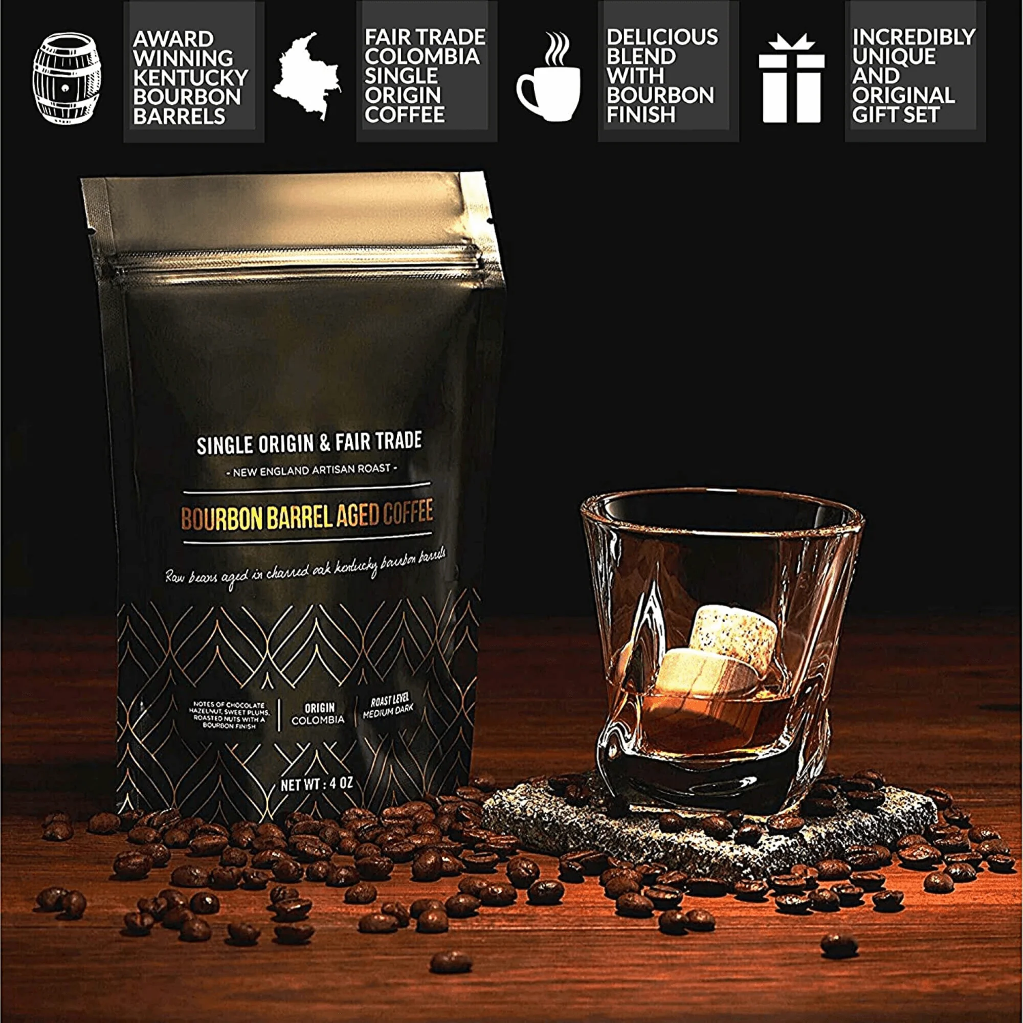 The Gourmet Set - Whiskey Rocks & Bourbon Barrel Aged Coffee - Image 2
