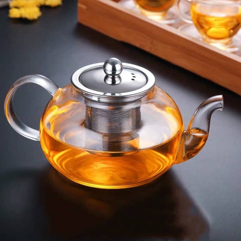 Glass Teapot With Stainless Steel Infuser and Lid (40oz.) - Image 4