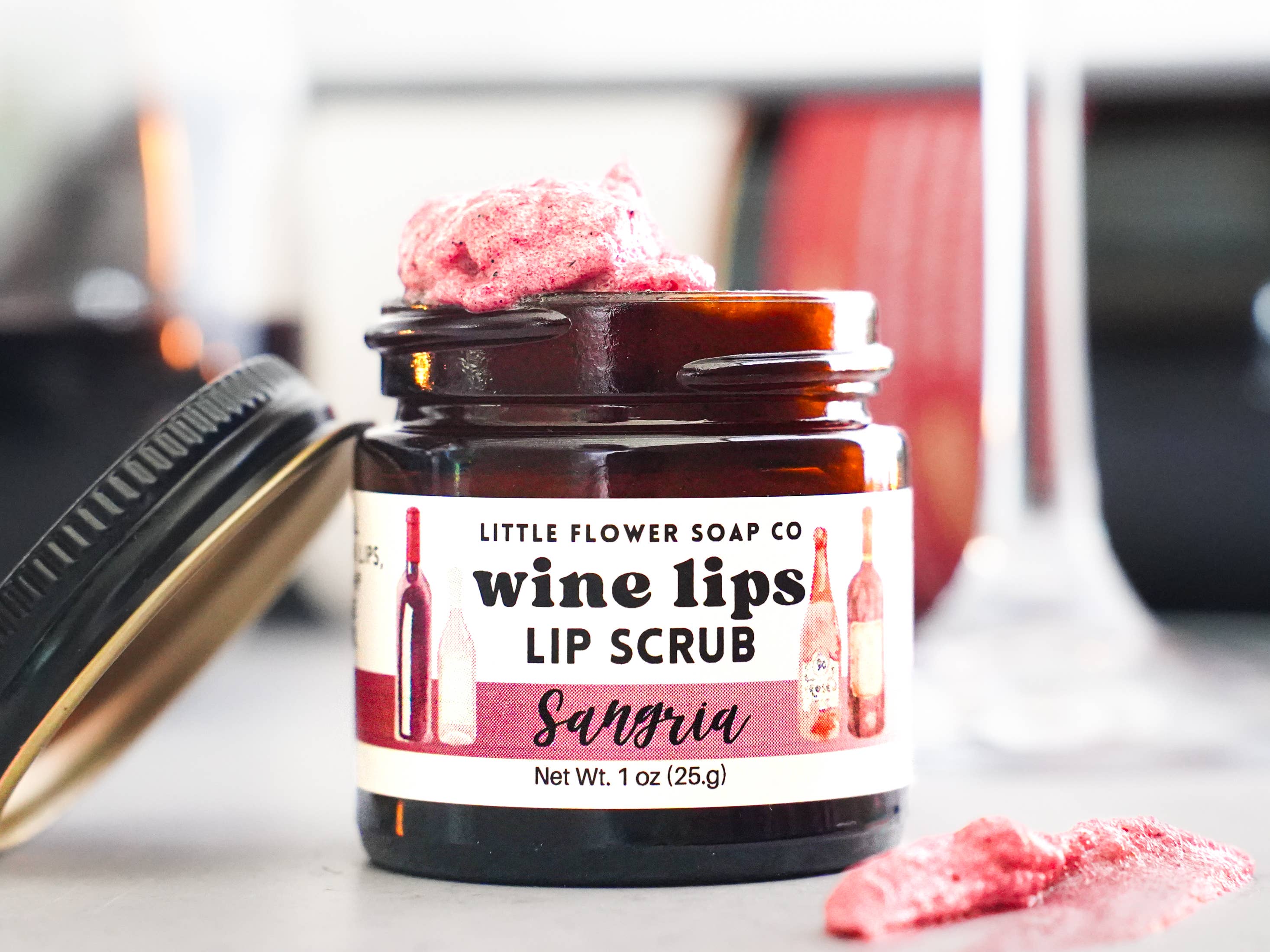 The Little Flower Soap Co - Wine Lips - Sangria Exfoliating Lip Sugar Scrub 1oz Jar - Image 4