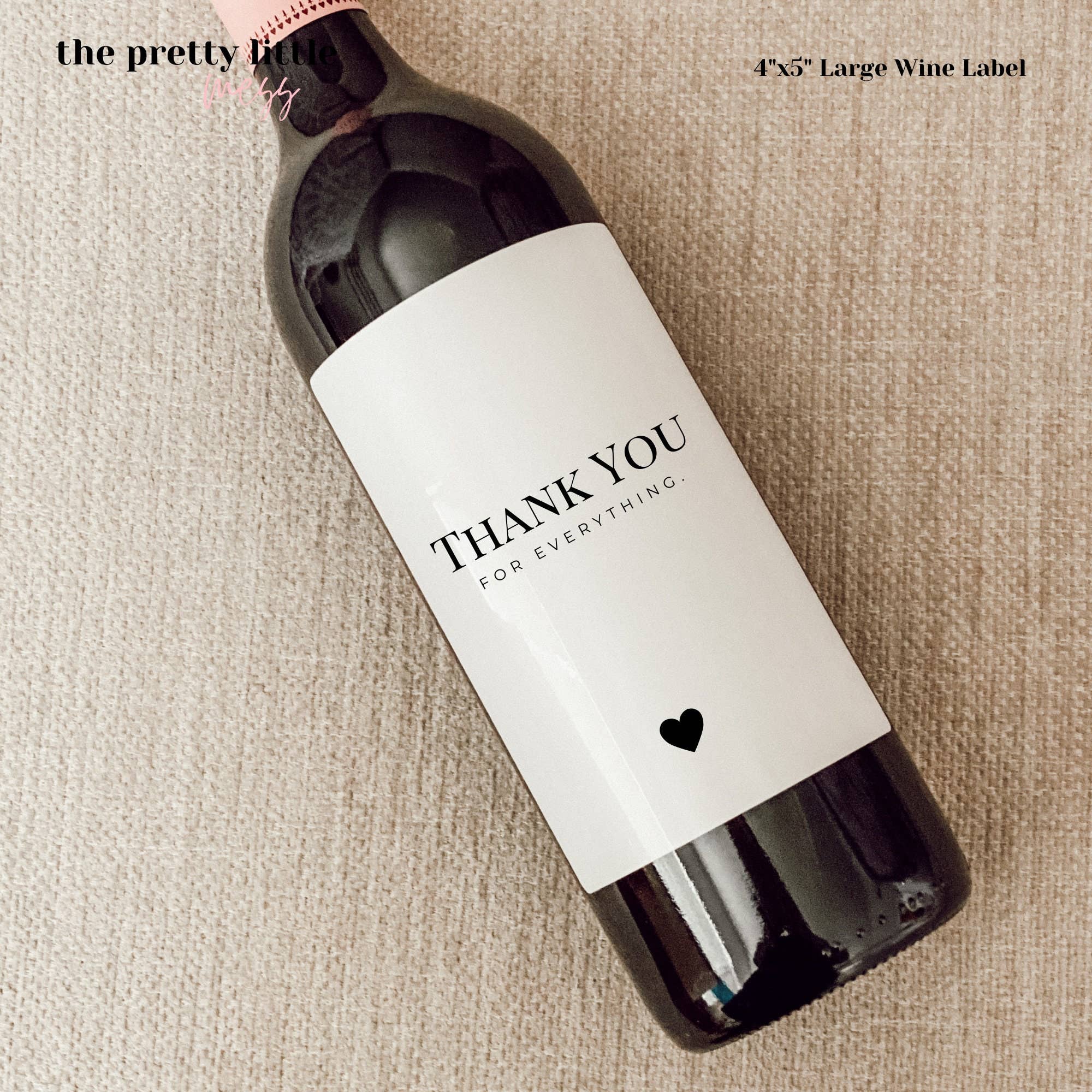 Thank You Wine Label, Thank You Card, Thank You Gift, Thank You Candle, Thank You Mini Champagne, Party Favor Thank You, Thank You Sticker - Image 2