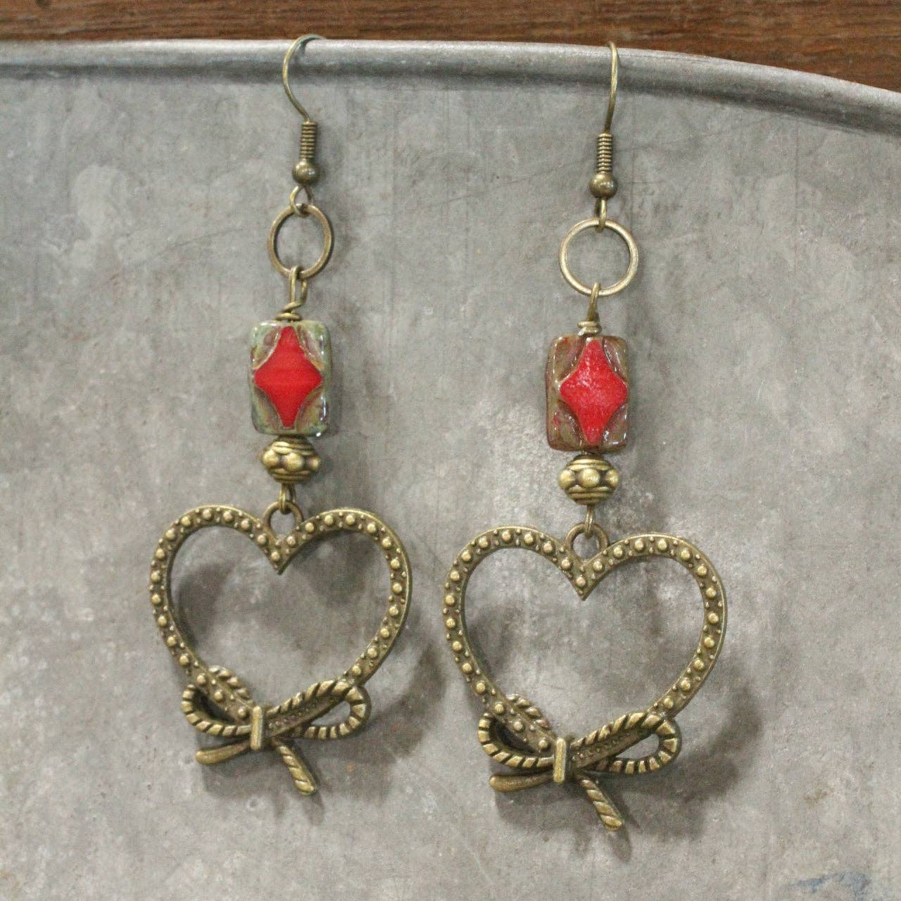 Can't Stop This Love Czech Glass Dangle Earrings - Image 3