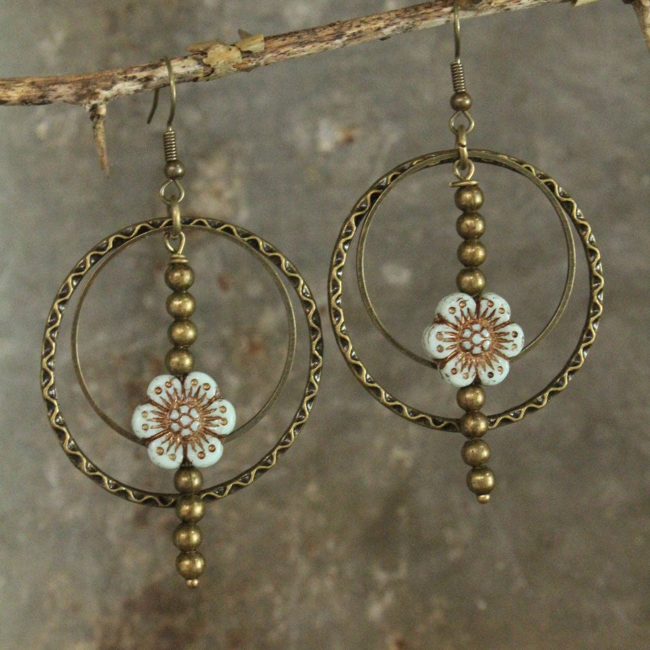 Picasso Wildflower Glass Bead Earrings - Image 2