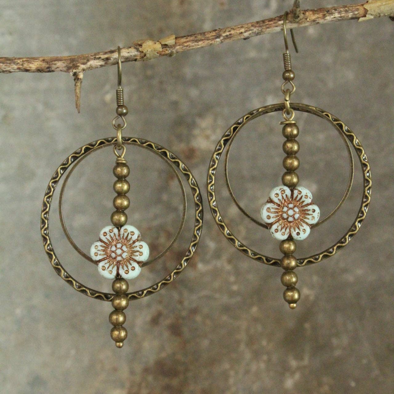 Picasso Wildflower Glass Bead Earrings - Image 3