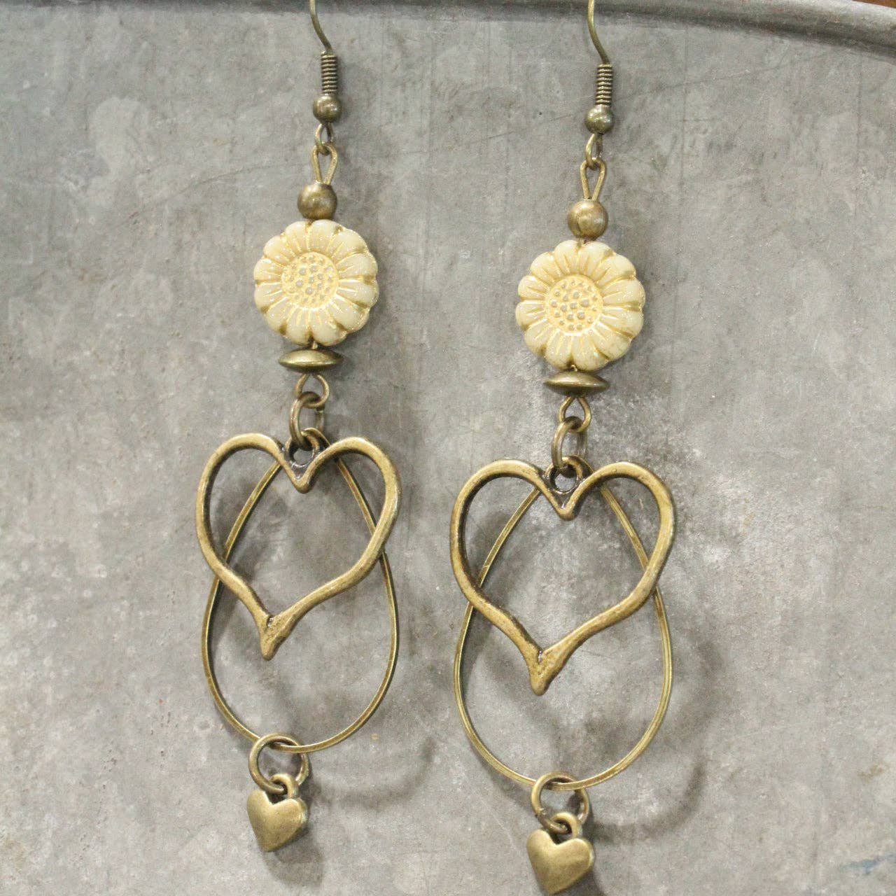 Tender Heart Czech Glass Dangle Earrings - Image 4