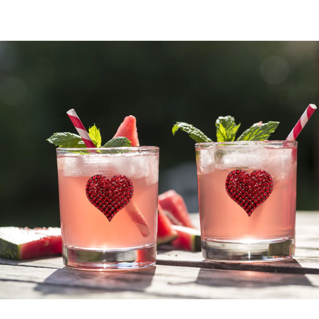 Red Heart Jeweled Double Old Fashioned Wine Glass - Image 2