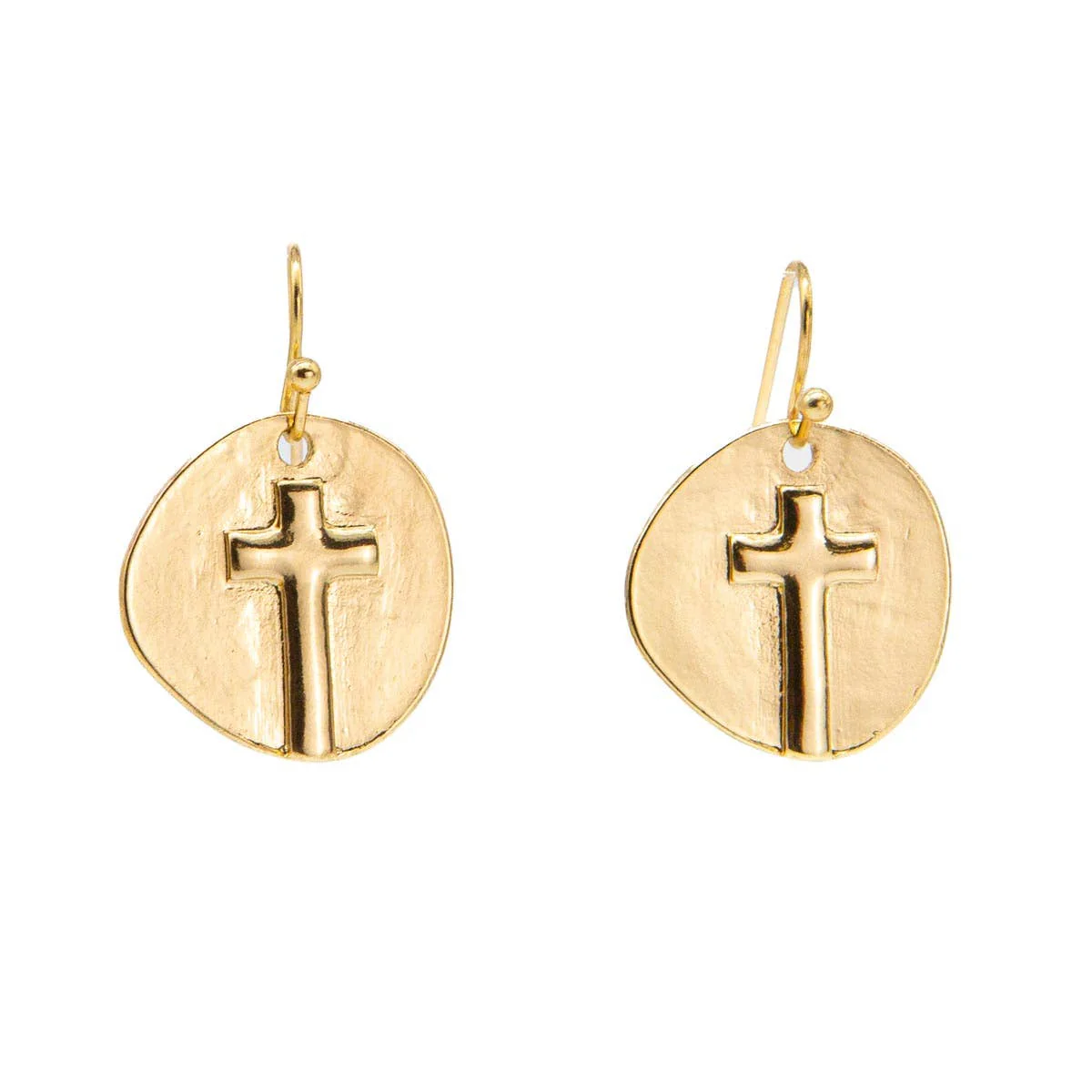 Ascension Cross Earrings Gold  .75"