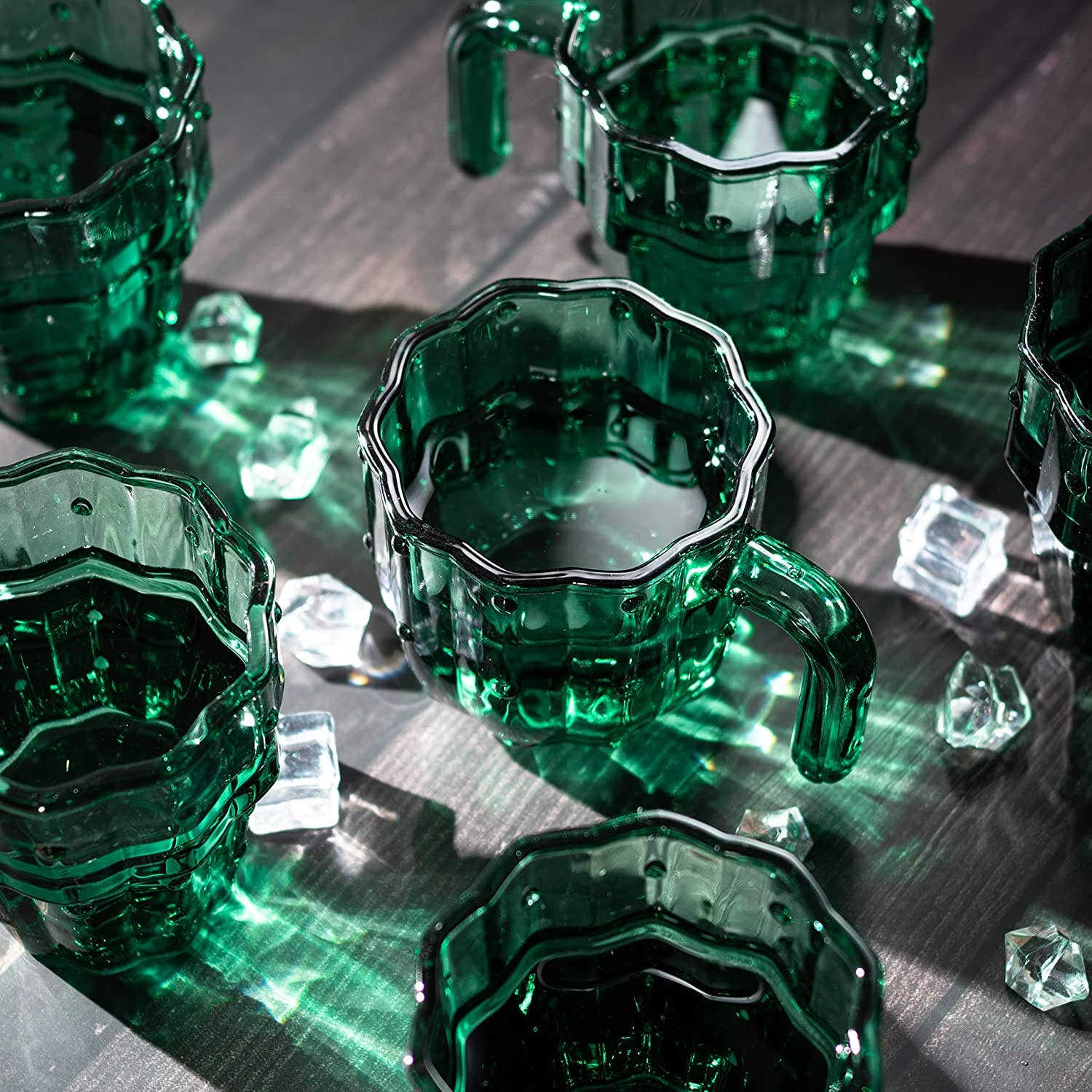 Cactus Stackable Glasses, Glass Green Cactus Cups - 6 Set - Image 6