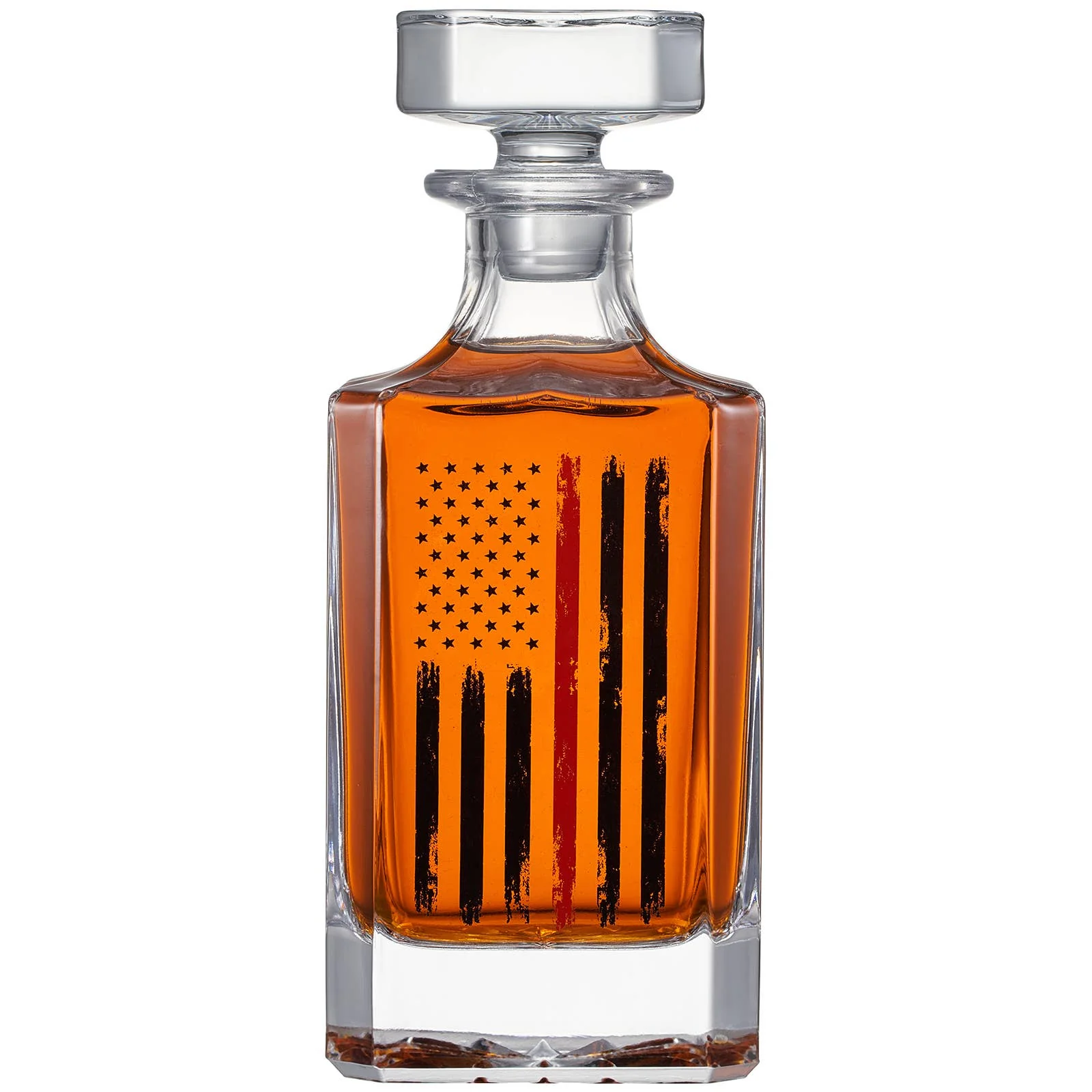 Firefighter Tactical Red Tattered American Flag Decanter Set - Image 3