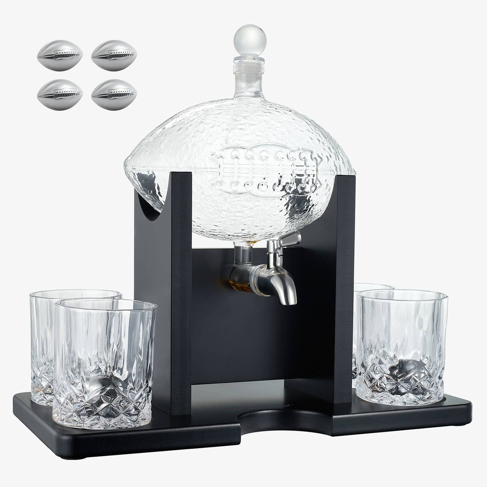 Football Decanter Set with 4 Whiskey & Wine Glasses | 1400mL - Image 4
