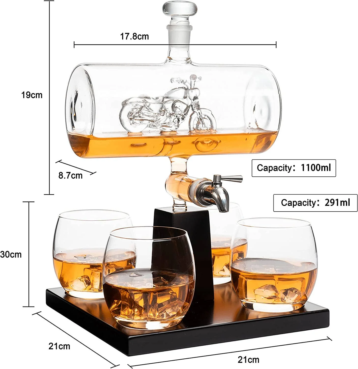 Motorcycle Decanter Whiskey & Wine Decanter Set 1100ml - Image 6
