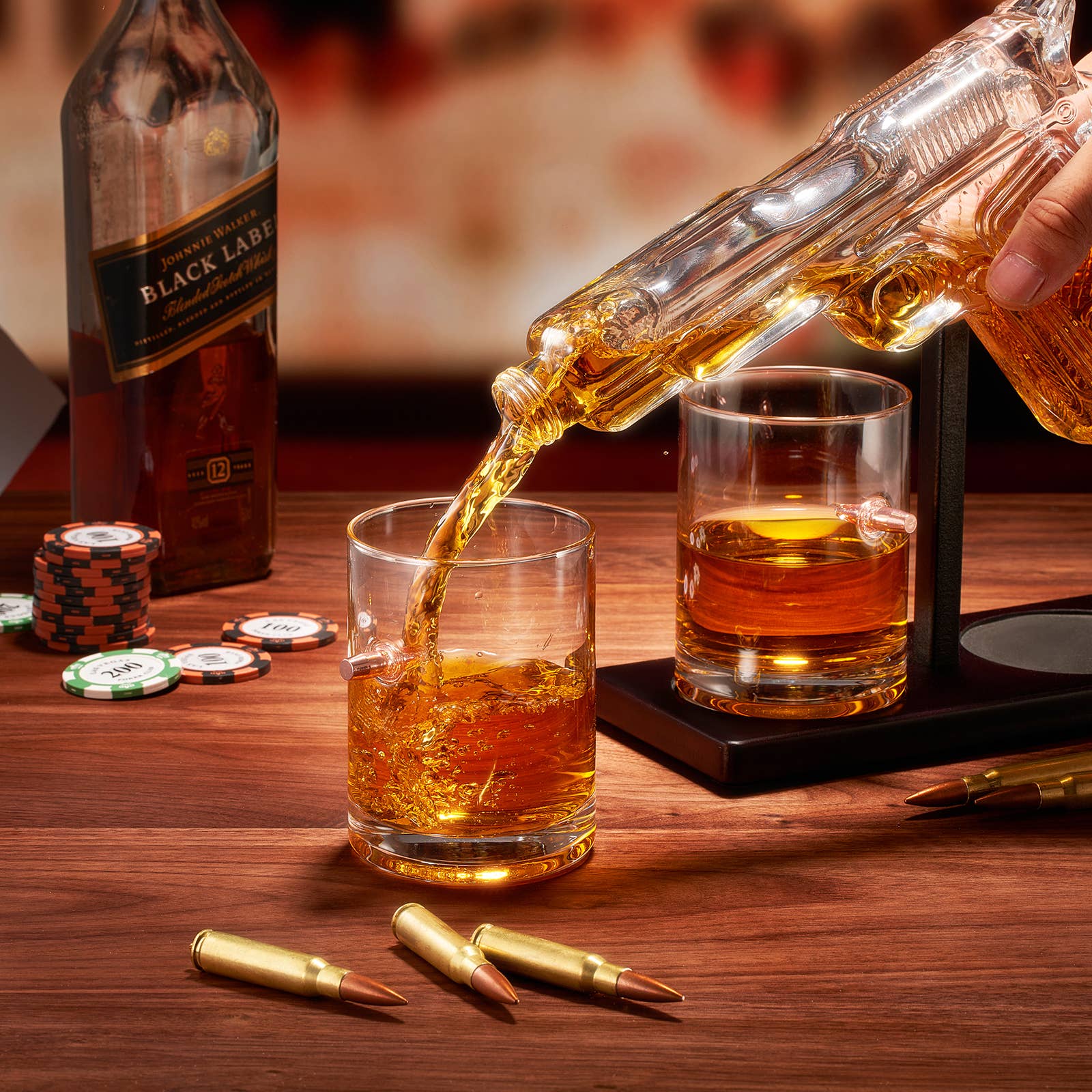 Pistol Whiskey Decanter Set 7.7 Oz with Two 10.5 Oz Glasses - Image 4