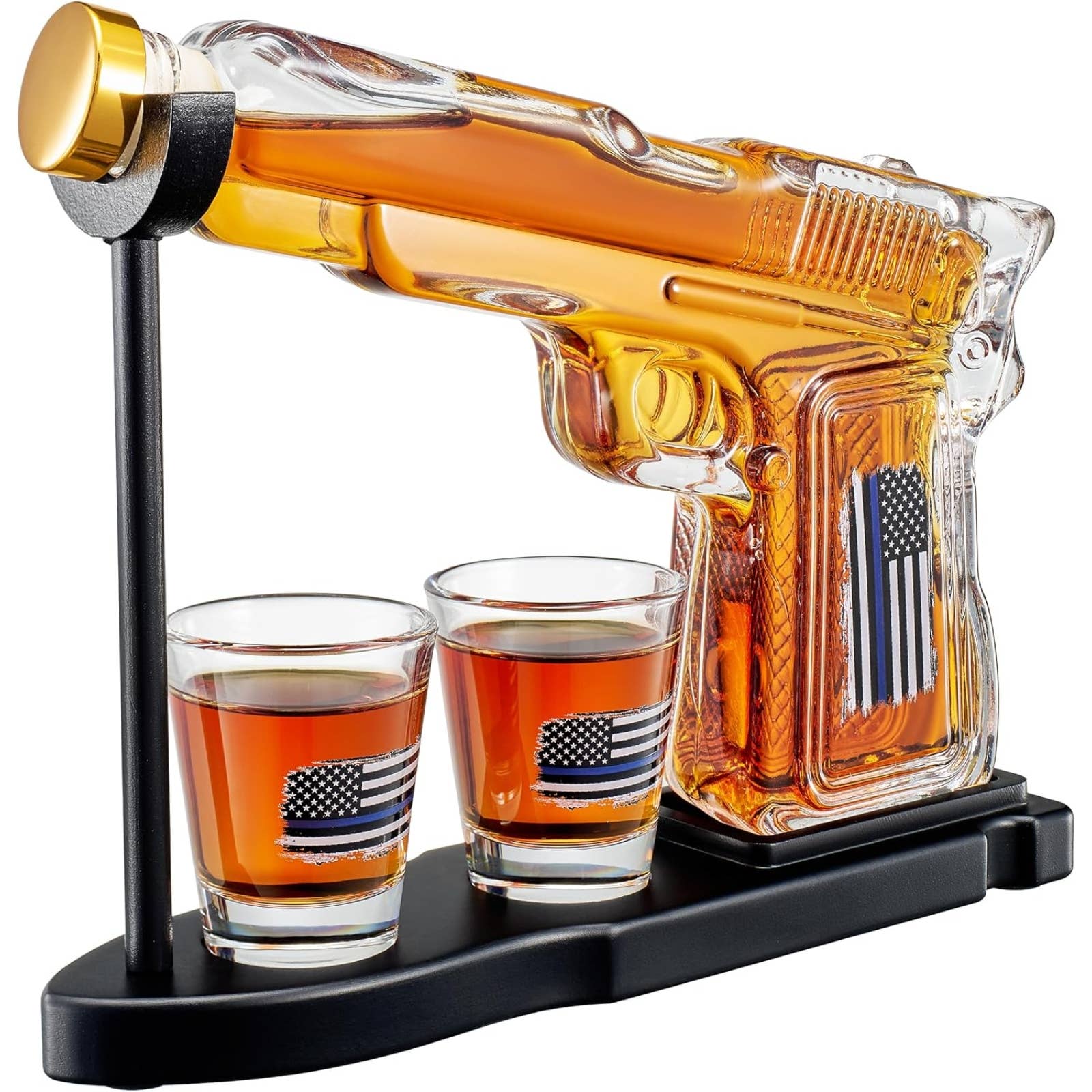 Police Flag Gifts for Men, Dad, Father Whiskey Decanter Set