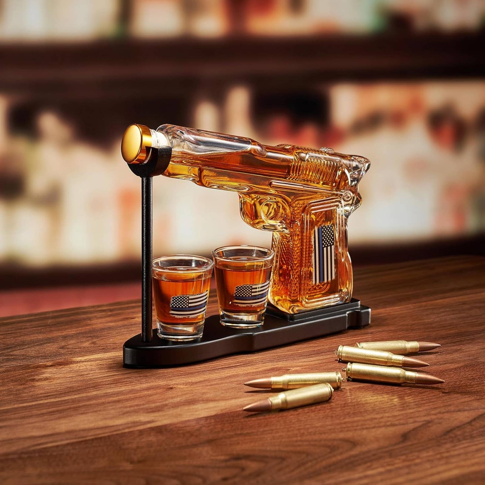 Police Flag Gifts for Men, Dad, Father Whiskey Decanter Set - Image 3