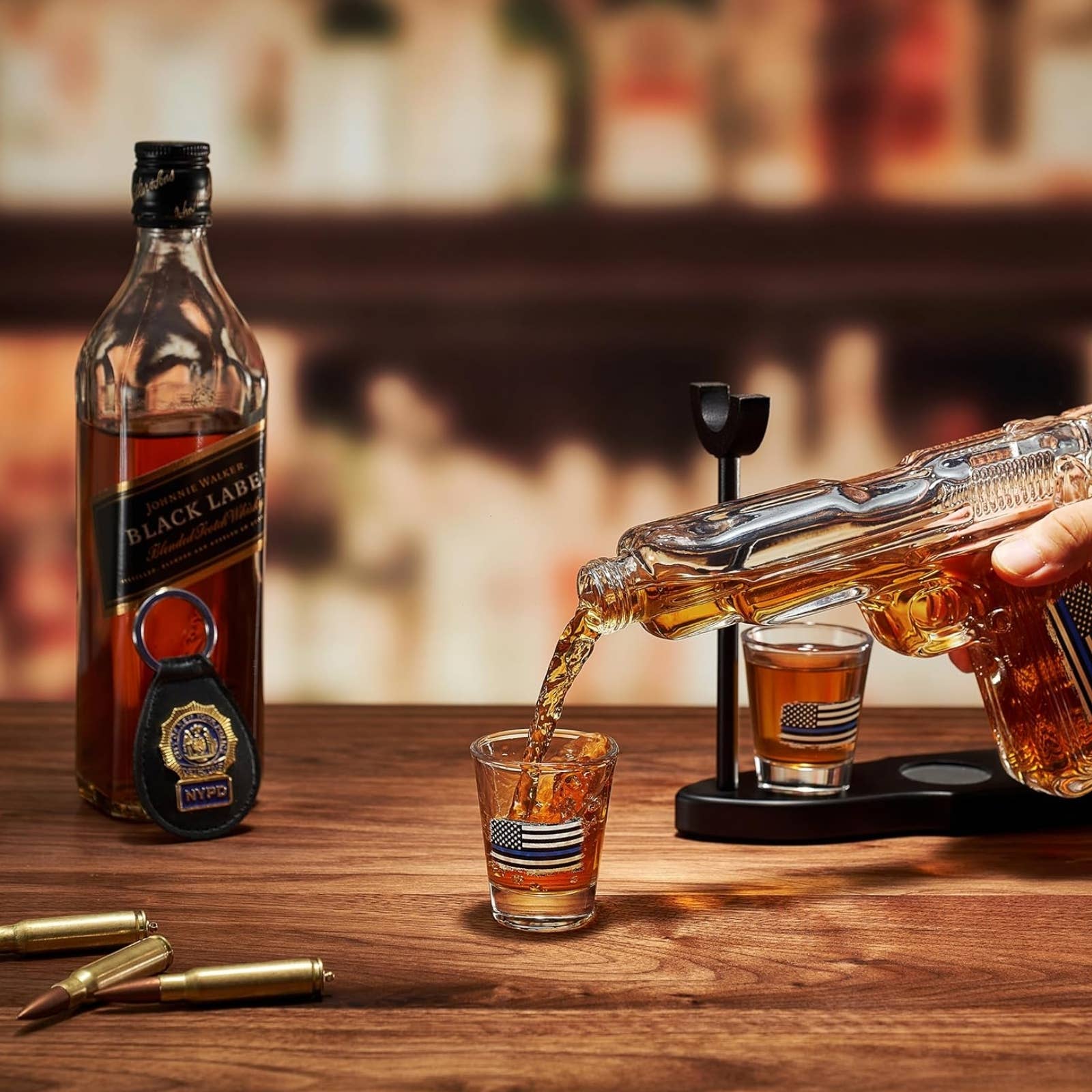 Police Flag Gifts for Men, Dad, Father Whiskey Decanter Set - Image 4