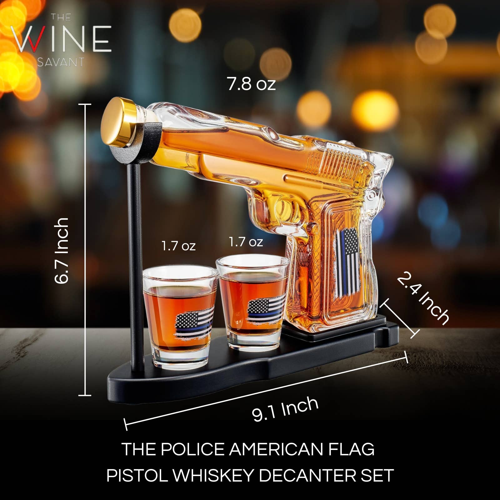 Police Flag Gifts for Men, Dad, Father Whiskey Decanter Set - Image 6