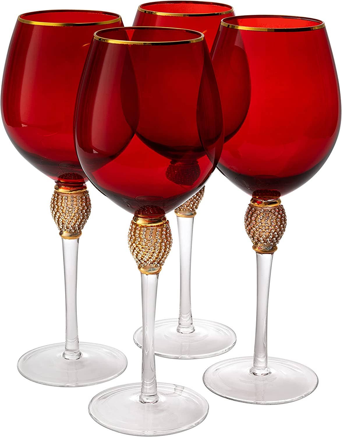 Red Diamond Stemmed Wine Glass Gold 14 oz - Image 2