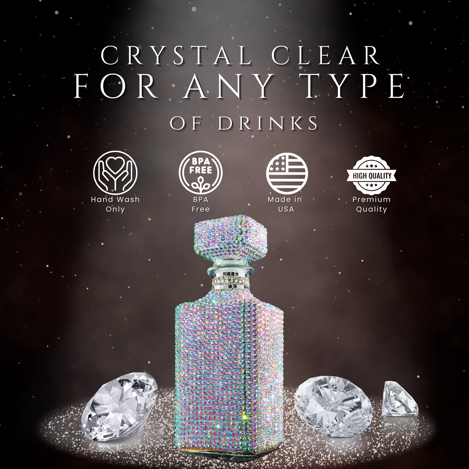 Unique Diamond Rhinestone Decanter | Bling 730 mL - Image 2