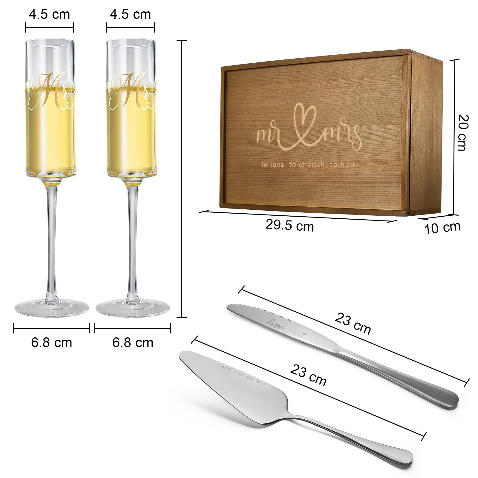 Wedding, Bridal Mr & Mrs Champagne Flutes Gift - Image 5