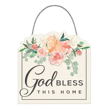 Tin Wall Sign 5in x 5in-God Bless this Home